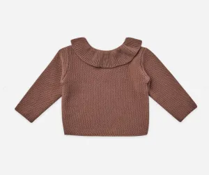 Quincy Mae Baby & Toddler Girls Organic Ruffle Collar Knit Pecan Sweater