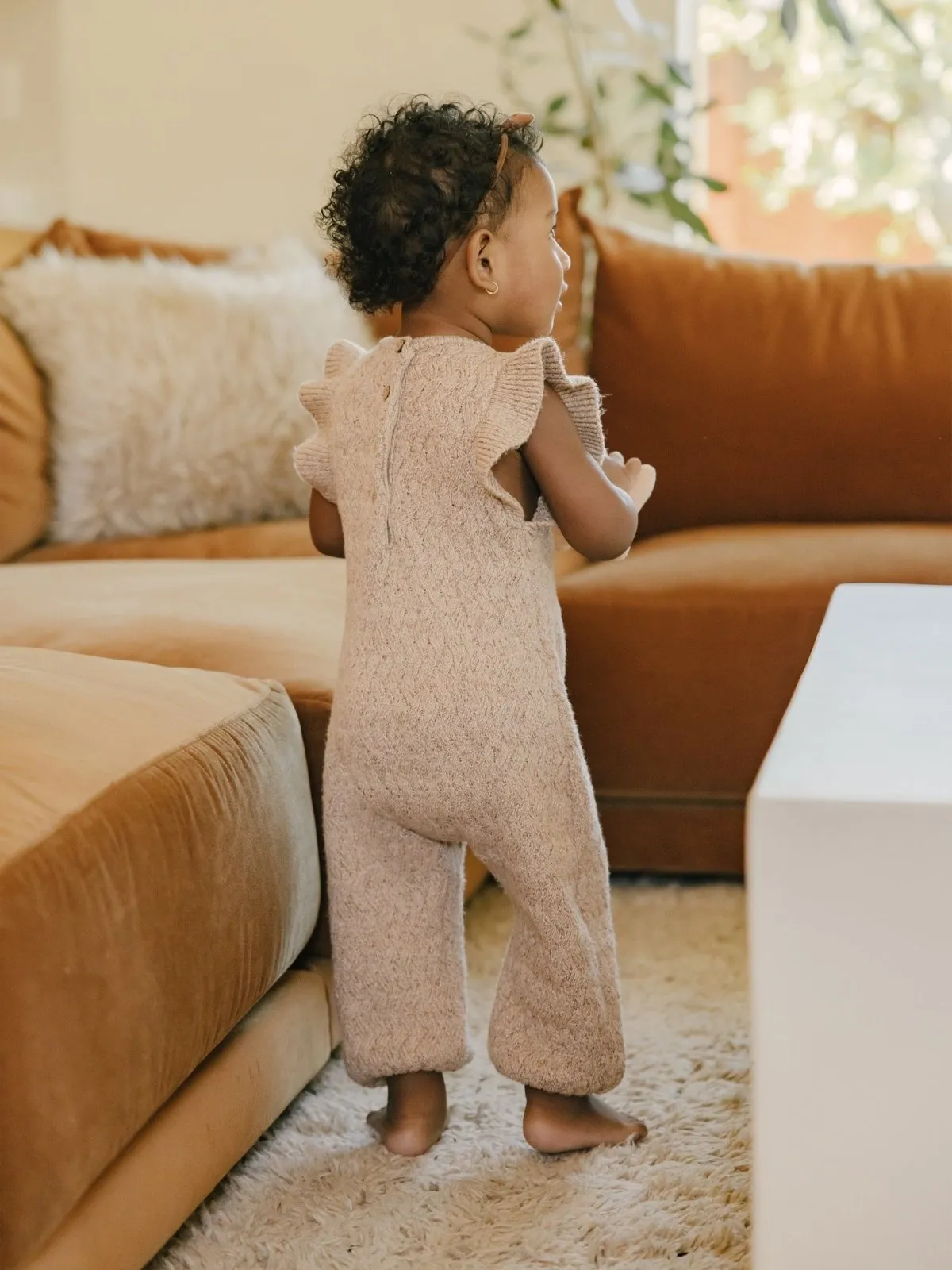 Quincy Mae Baby & Toddler Mira Heathered Apricot Knit Romper