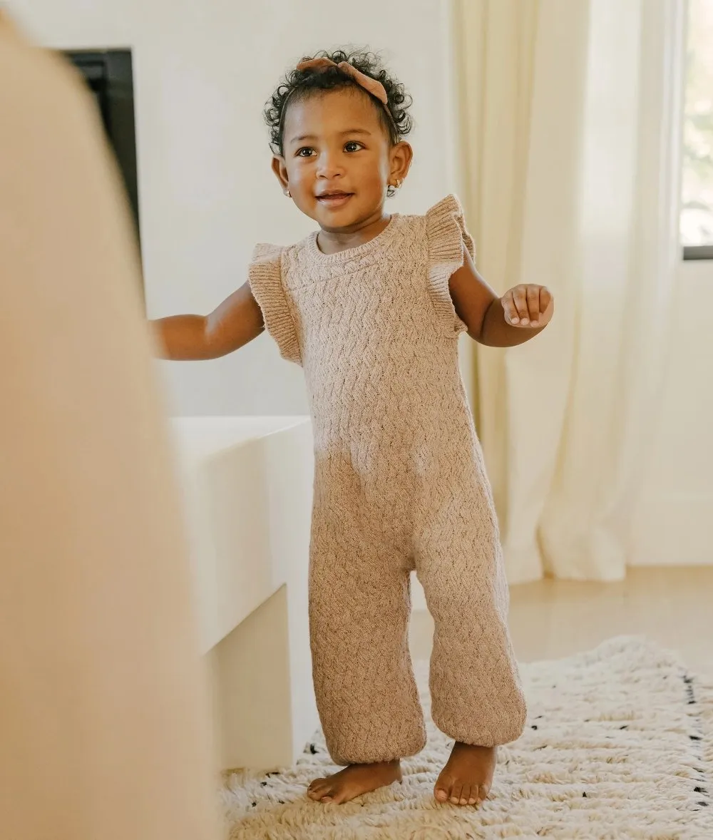 Quincy Mae Baby & Toddler Mira Heathered Apricot Knit Romper