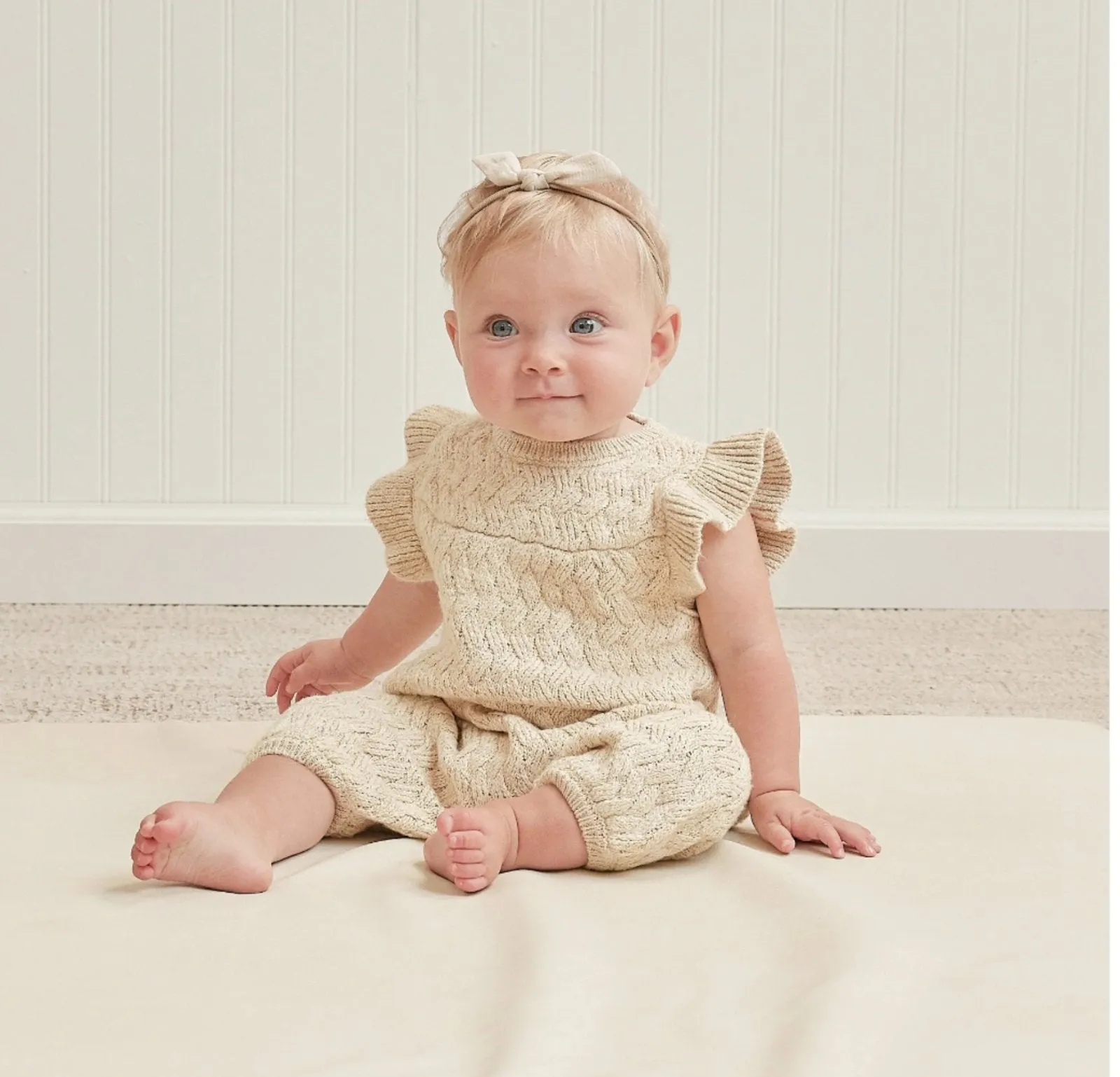 Quincy Mae Baby & Toddler Mira Heathered Yellow Knit Romper