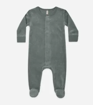 Quincy Mae Baby Dusk Organic Velour Hidden Snap Footed Pajamas