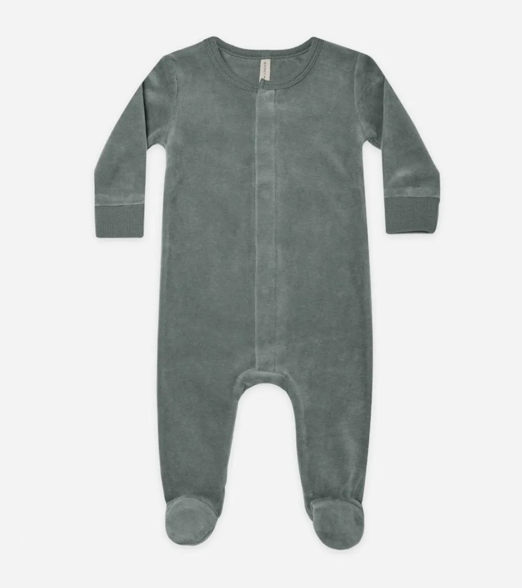 Quincy Mae Baby Dusk Organic Velour Hidden Snap Footed Pajamas