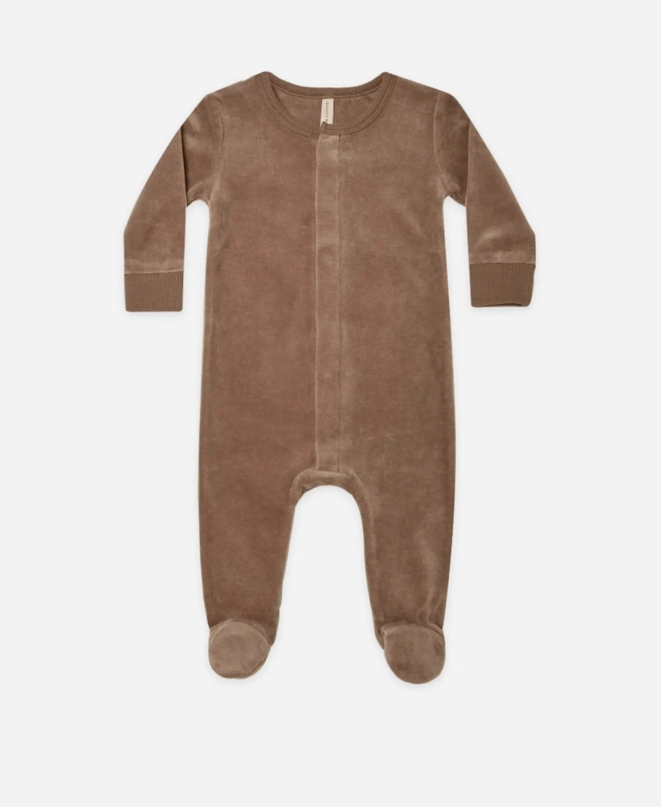 Quincy Mae Baby Organic Cocoa Velour Hidden Snap Footed Pajamas