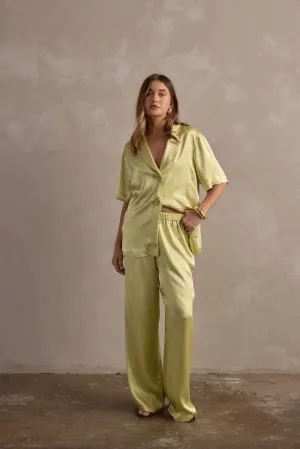 Raef The Label Satin Pant - Pistachio