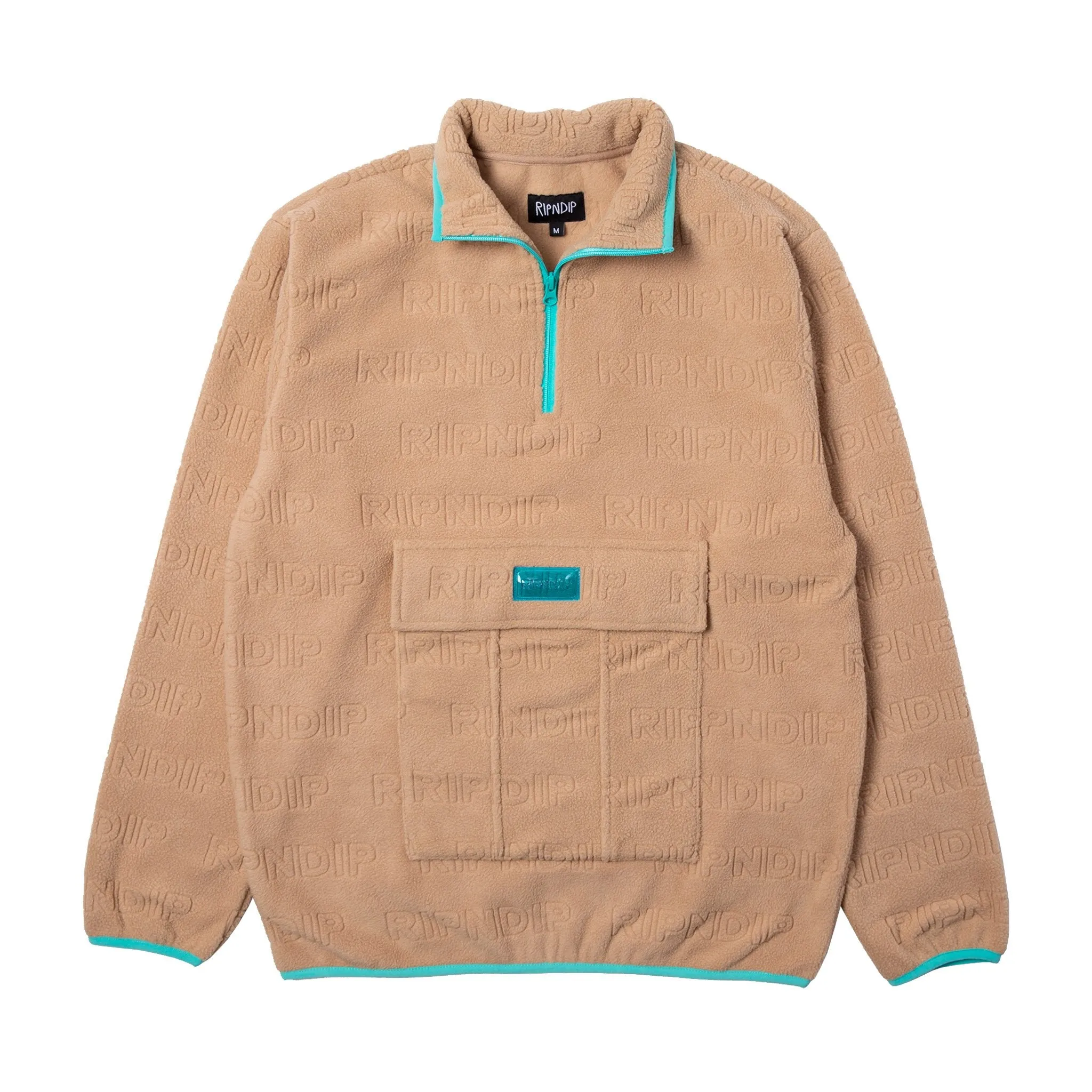 Repeat Brushed Fleece 3/4 Zip Sweater (Natural)