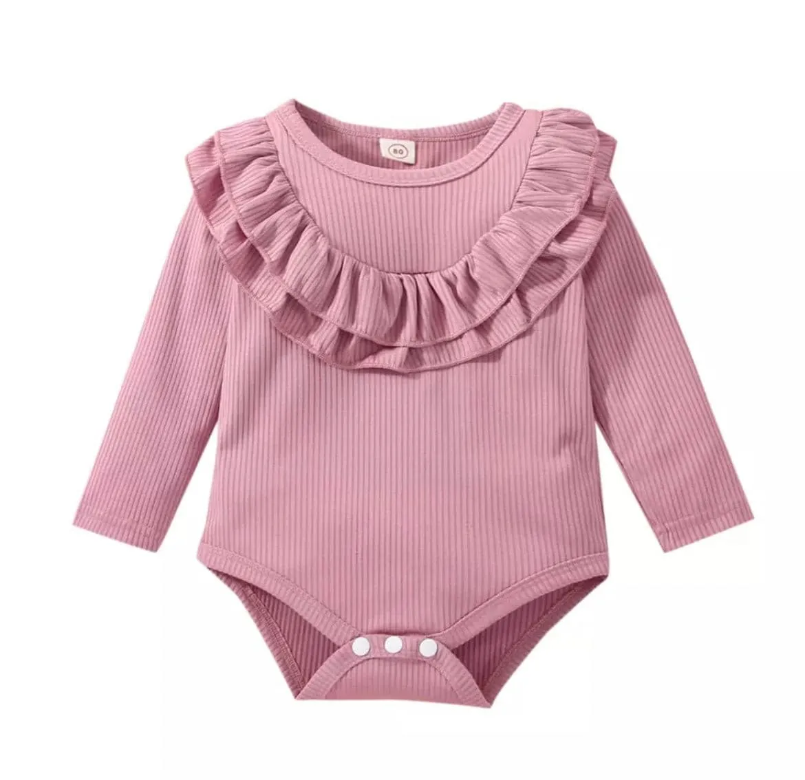 Ribbed Frill Romper - Long Sleeve Baby Girl