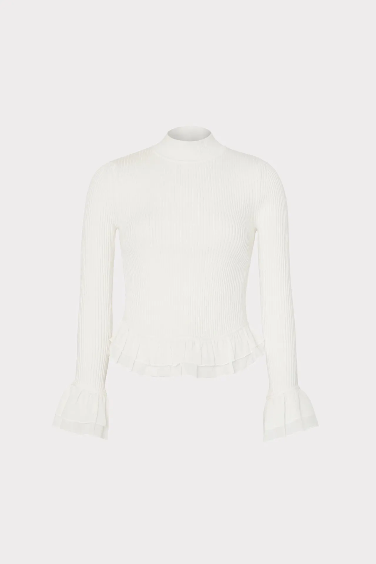 Ruffle Knit Mock Neck