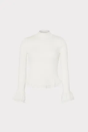 Ruffle Knit Mock Neck