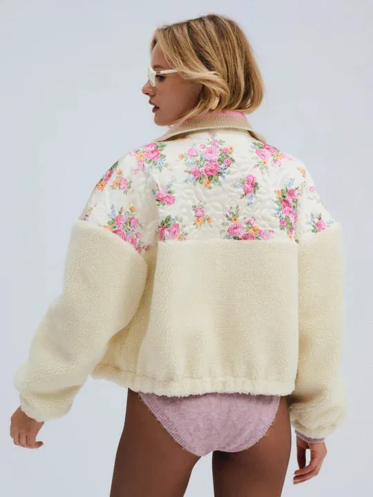 Saide Floral Fleece Jacket - Pink [For Love and Lemons]