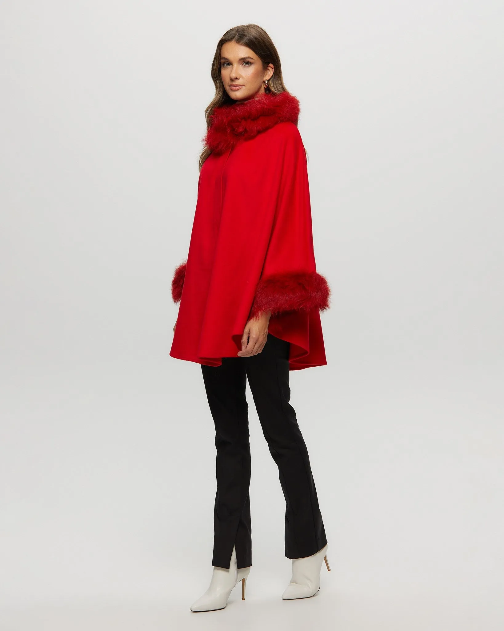 Select Cashmere & Wool Cape with Select Lamb Trim