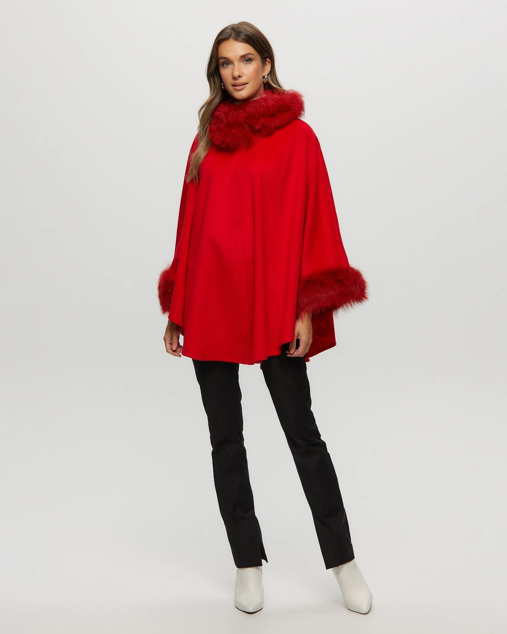 Select Cashmere & Wool Cape with Select Lamb Trim