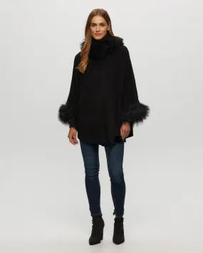 Select Cashmere & Wool Cape with Select Lamb Trim