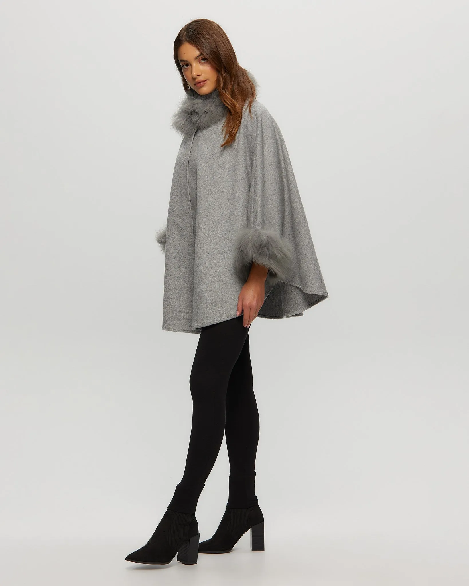 Select Cashmere & Wool Cape with Select Lamb Trim