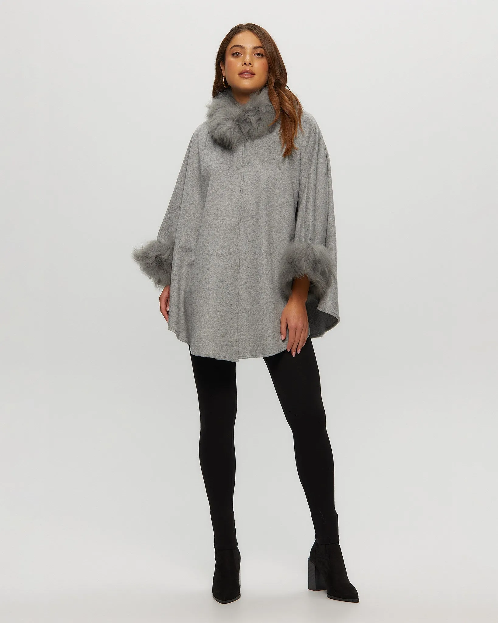 Select Cashmere & Wool Cape with Select Lamb Trim