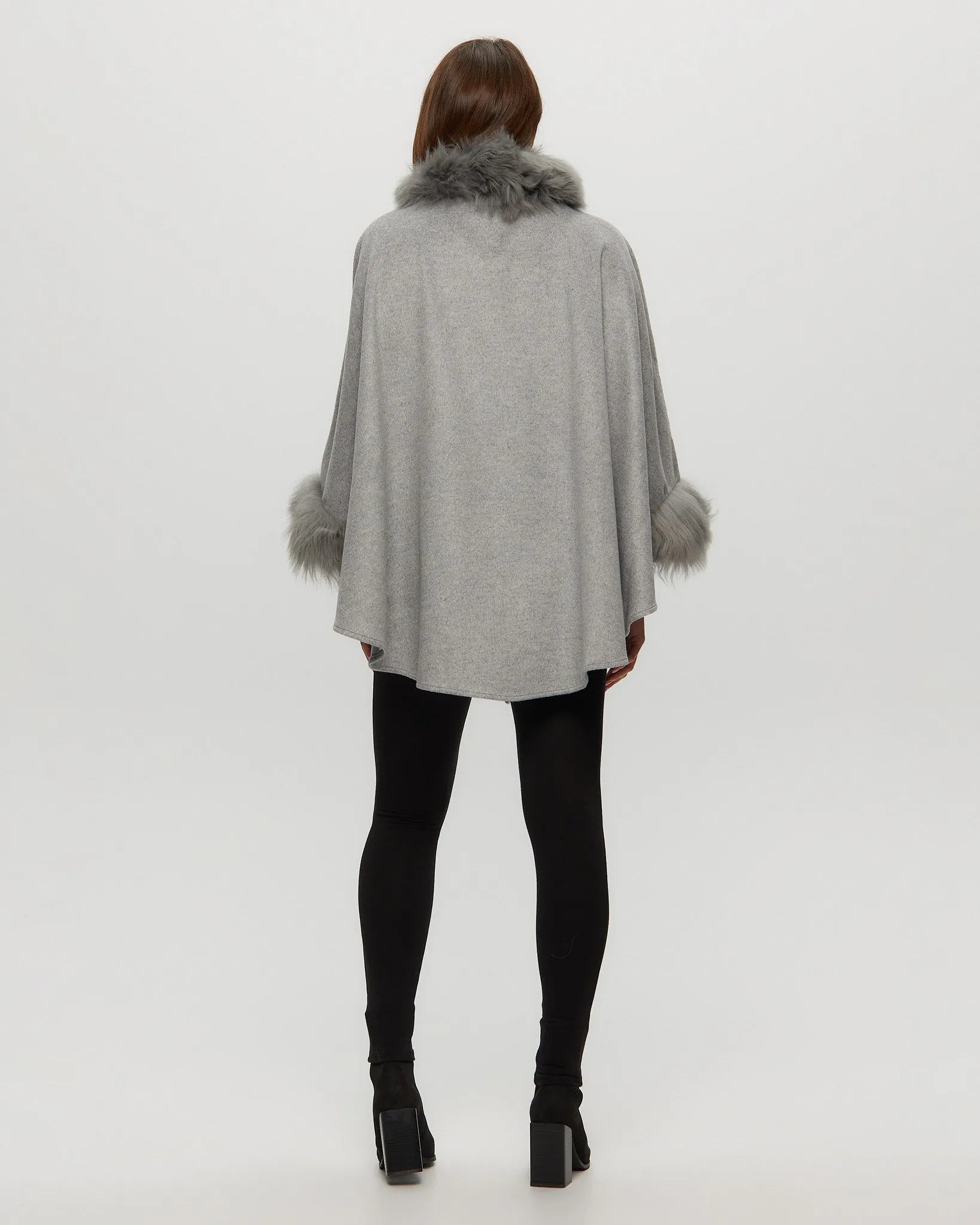 Select Cashmere & Wool Cape with Select Lamb Trim