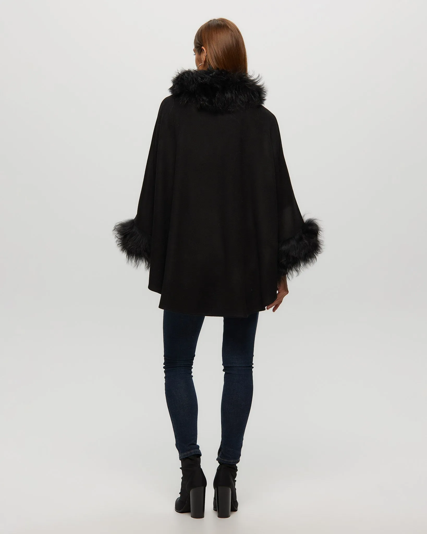 Select Cashmere & Wool Cape with Select Lamb Trim