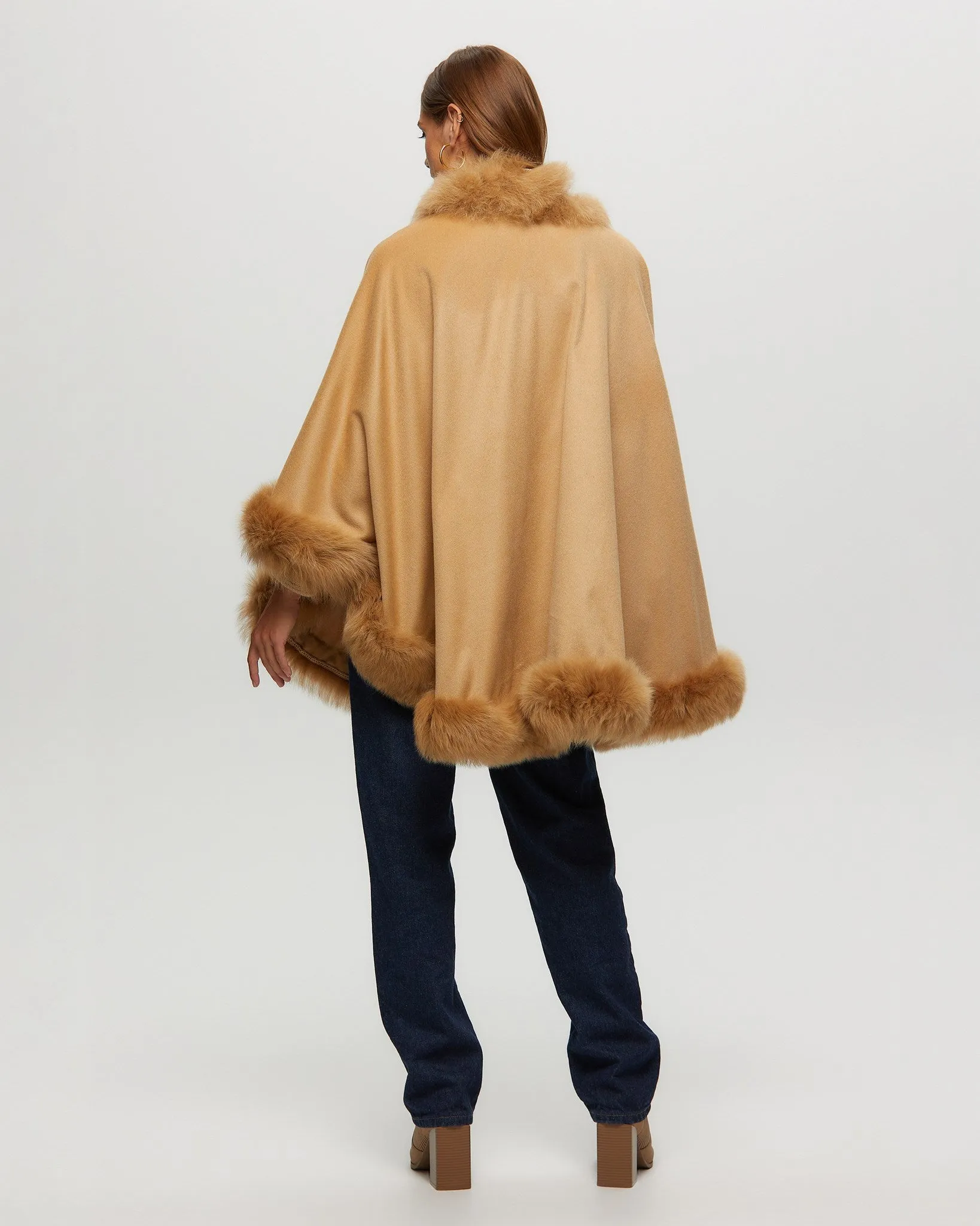 Select Cashmere Cape with Toscana Shearling Lamb Trim