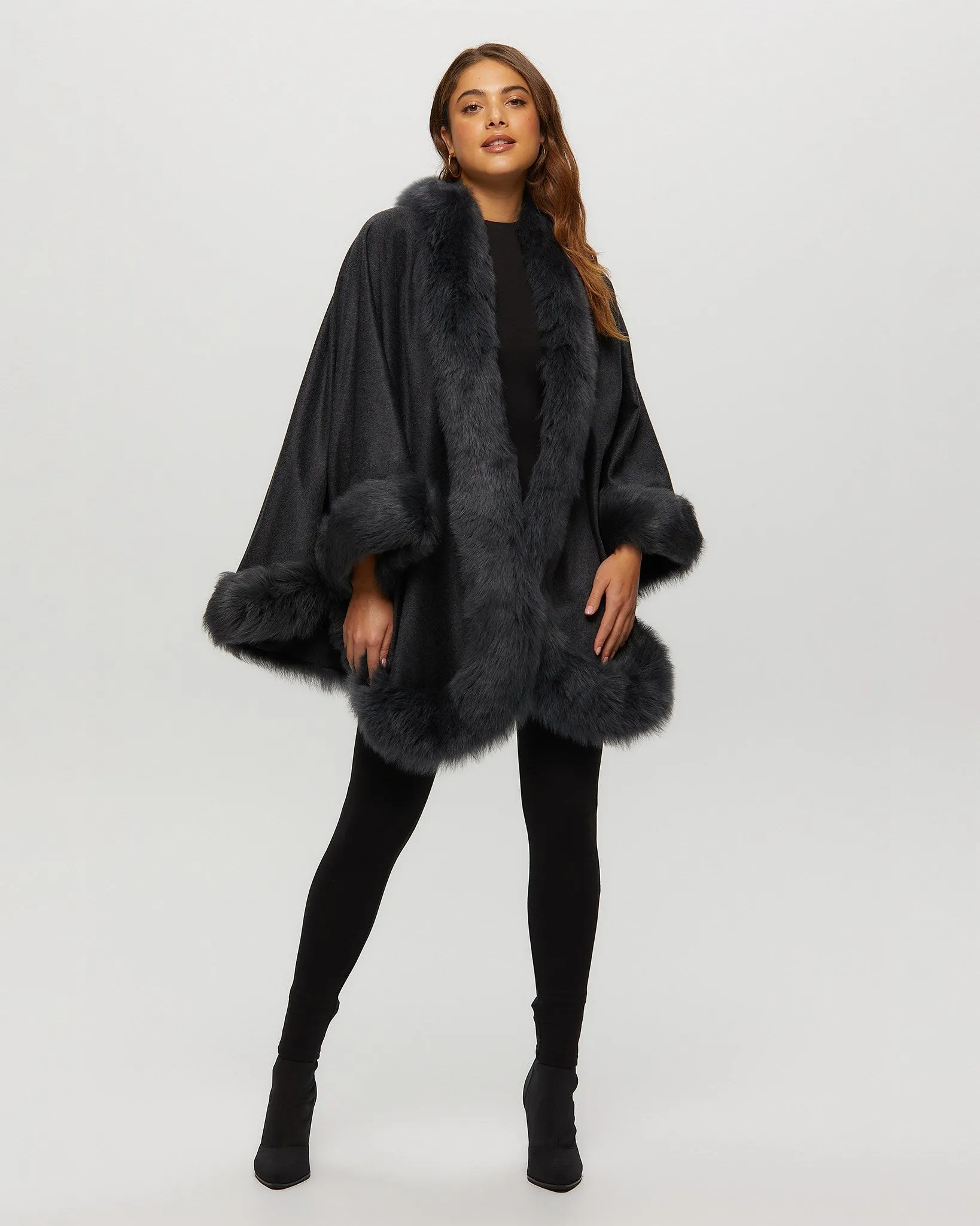 Select Cashmere Cape with Toscana Shearling Lamb Trim