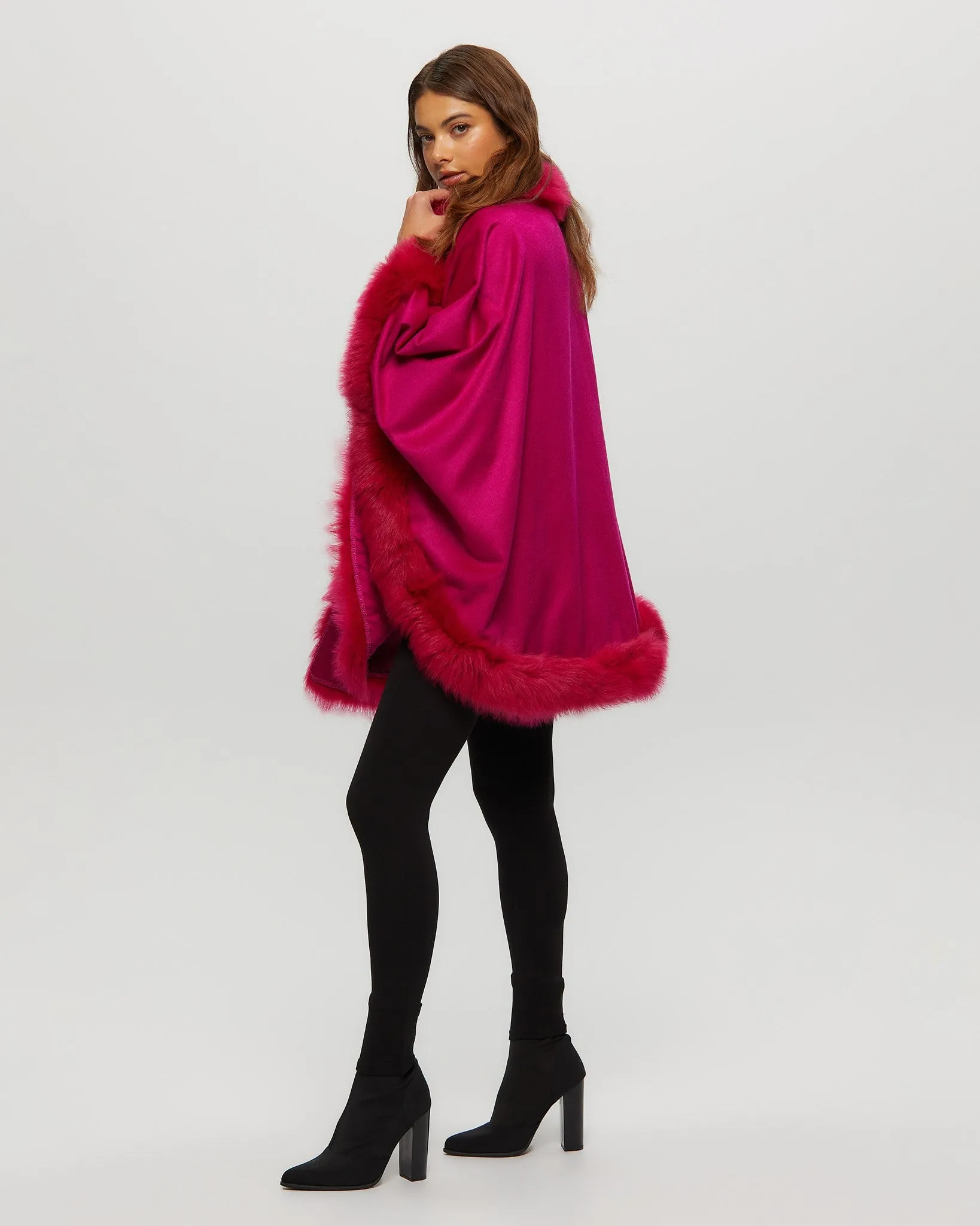 Select Cashmere Cape with Toscana Shearling Lamb Trim