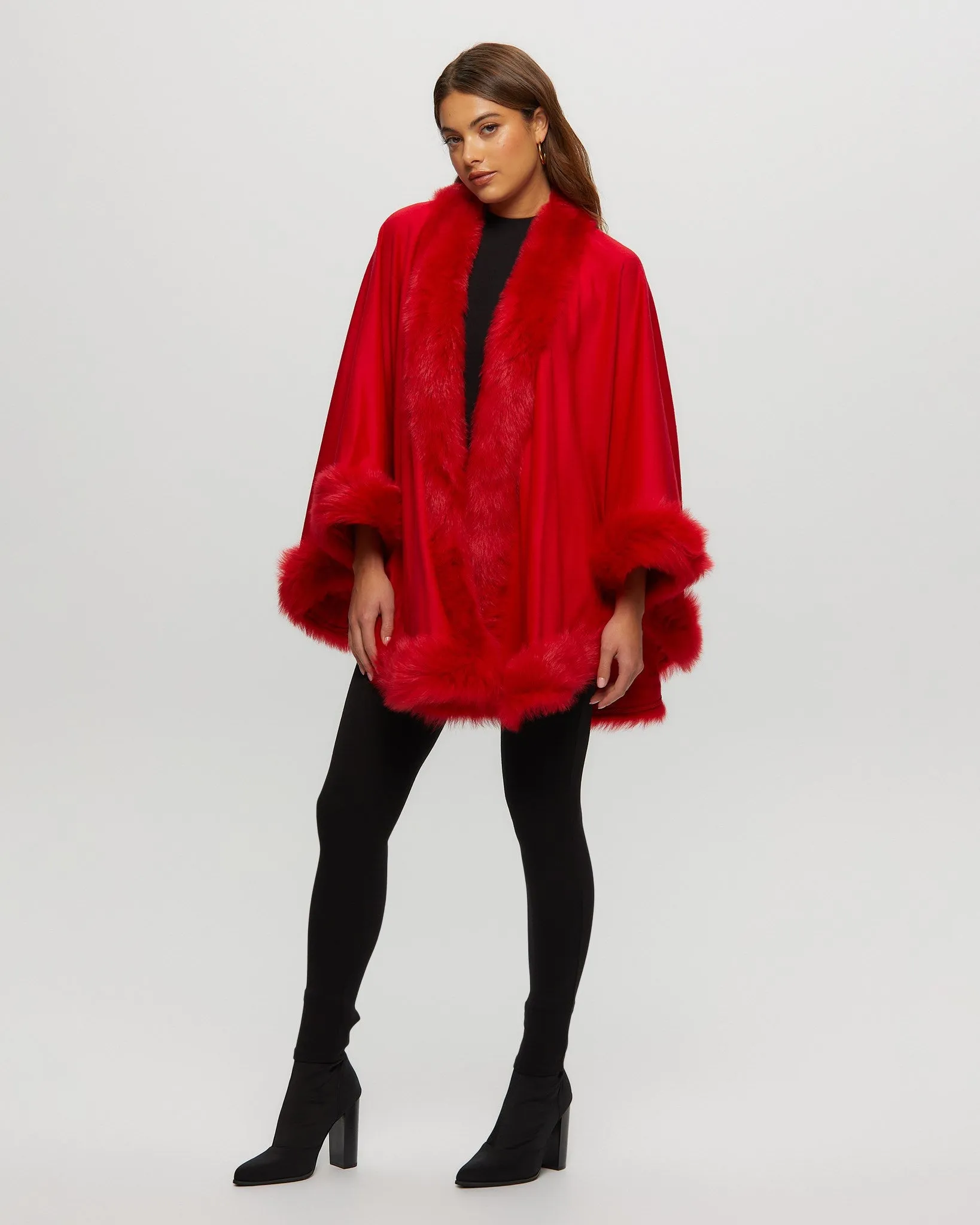 Select Cashmere Cape with Toscana Shearling Lamb Trim