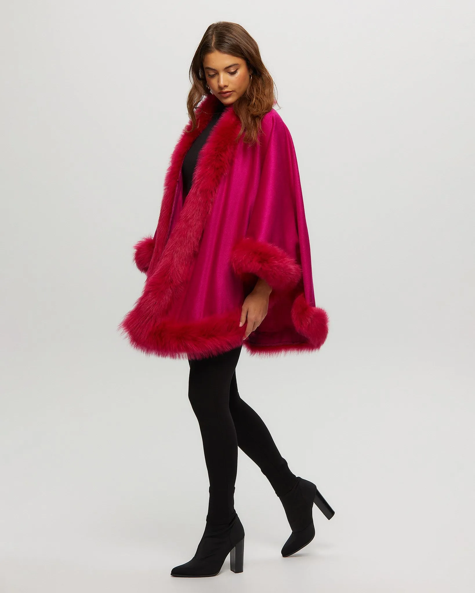 Select Cashmere Cape with Toscana Shearling Lamb Trim