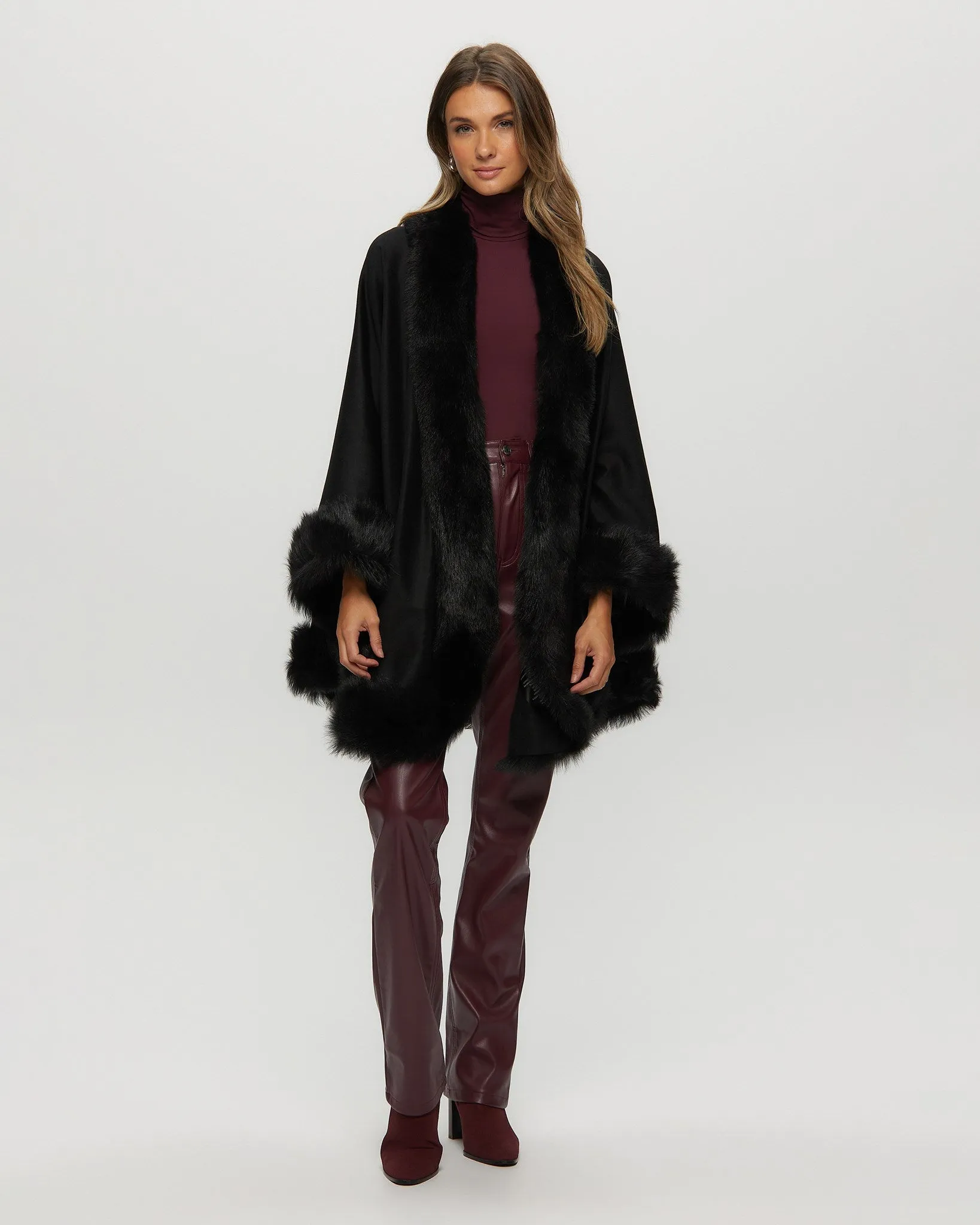 Select Cashmere Cape with Toscana Shearling Lamb Trim