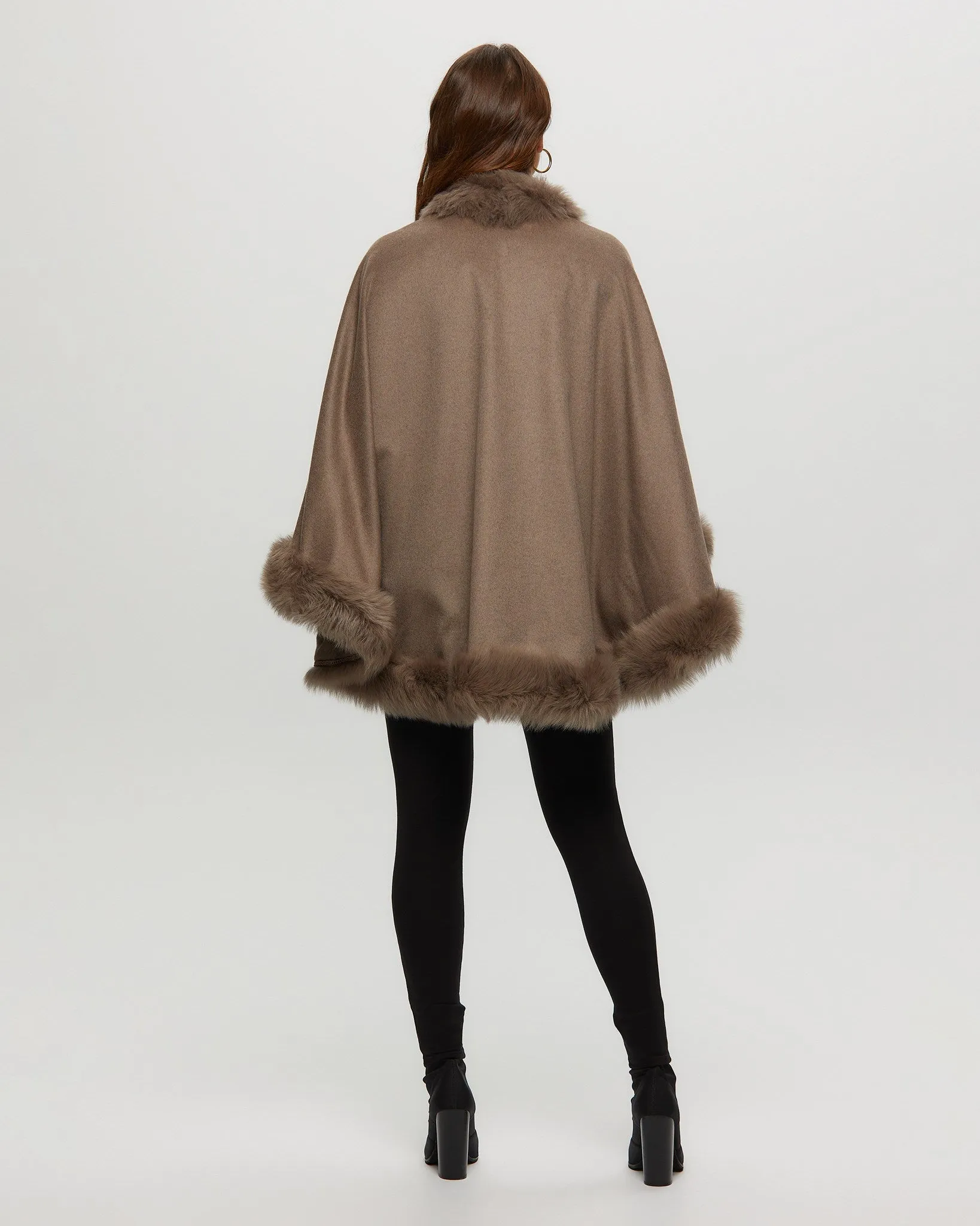 Select Cashmere Cape with Toscana Shearling Lamb Trim