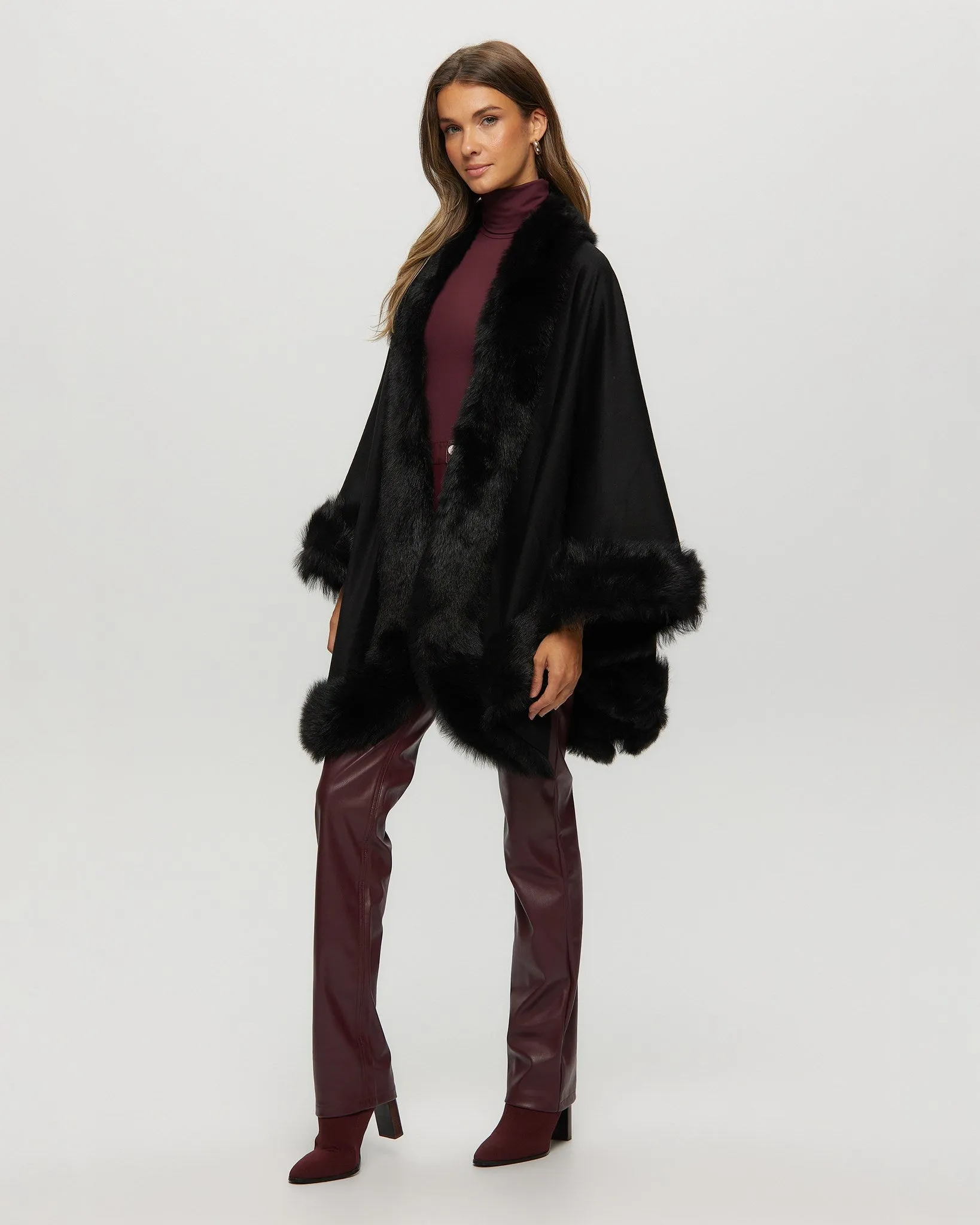 Select Cashmere Cape with Toscana Shearling Lamb Trim