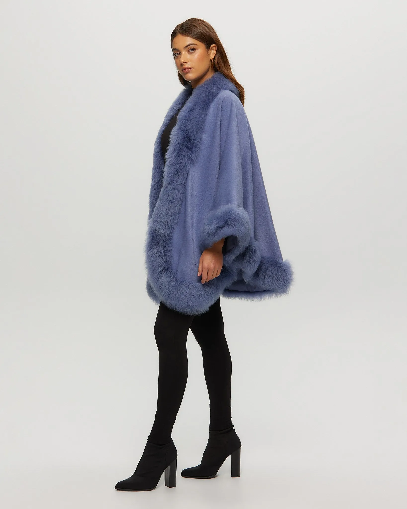 Select Cashmere Cape with Toscana Shearling Lamb Trim