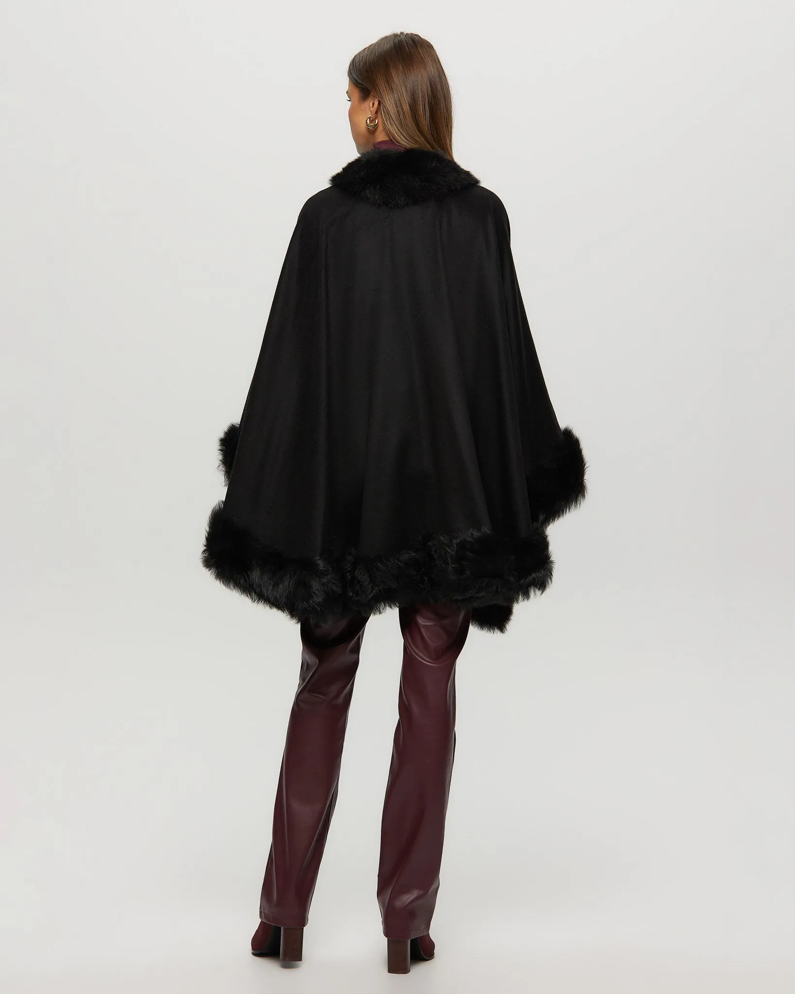 Select Cashmere Cape with Toscana Shearling Lamb Trim