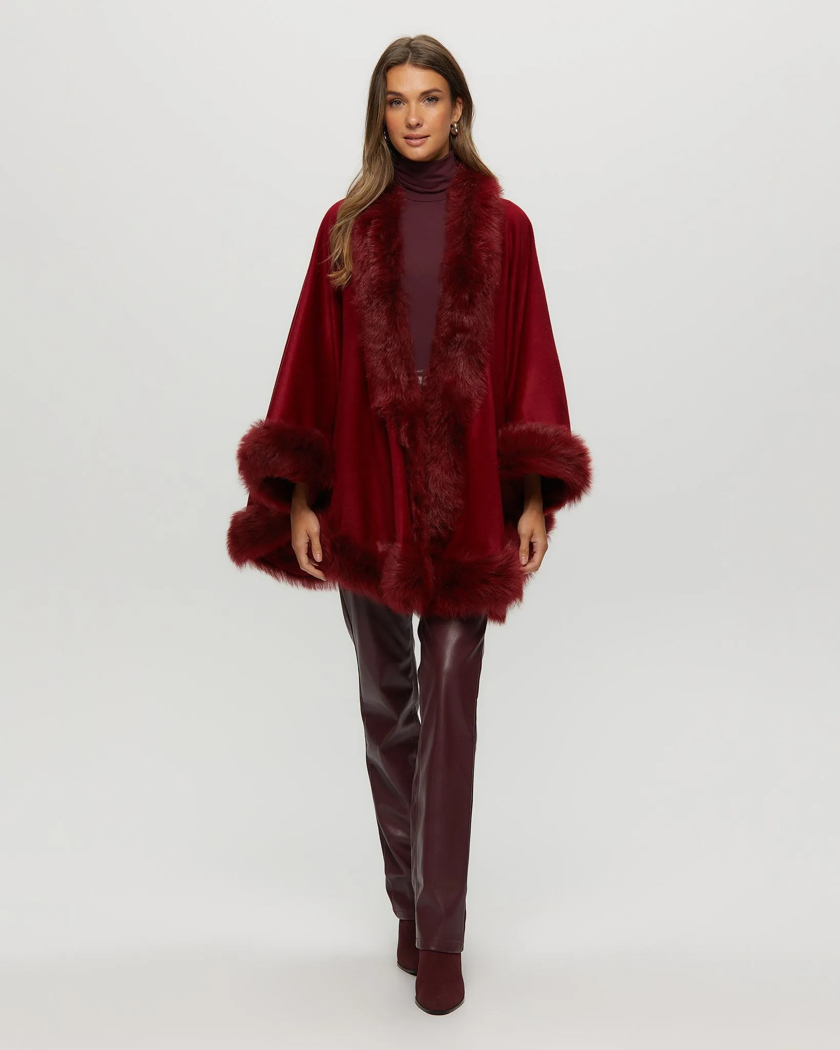 Select Cashmere Cape with Toscana Shearling Lamb Trim