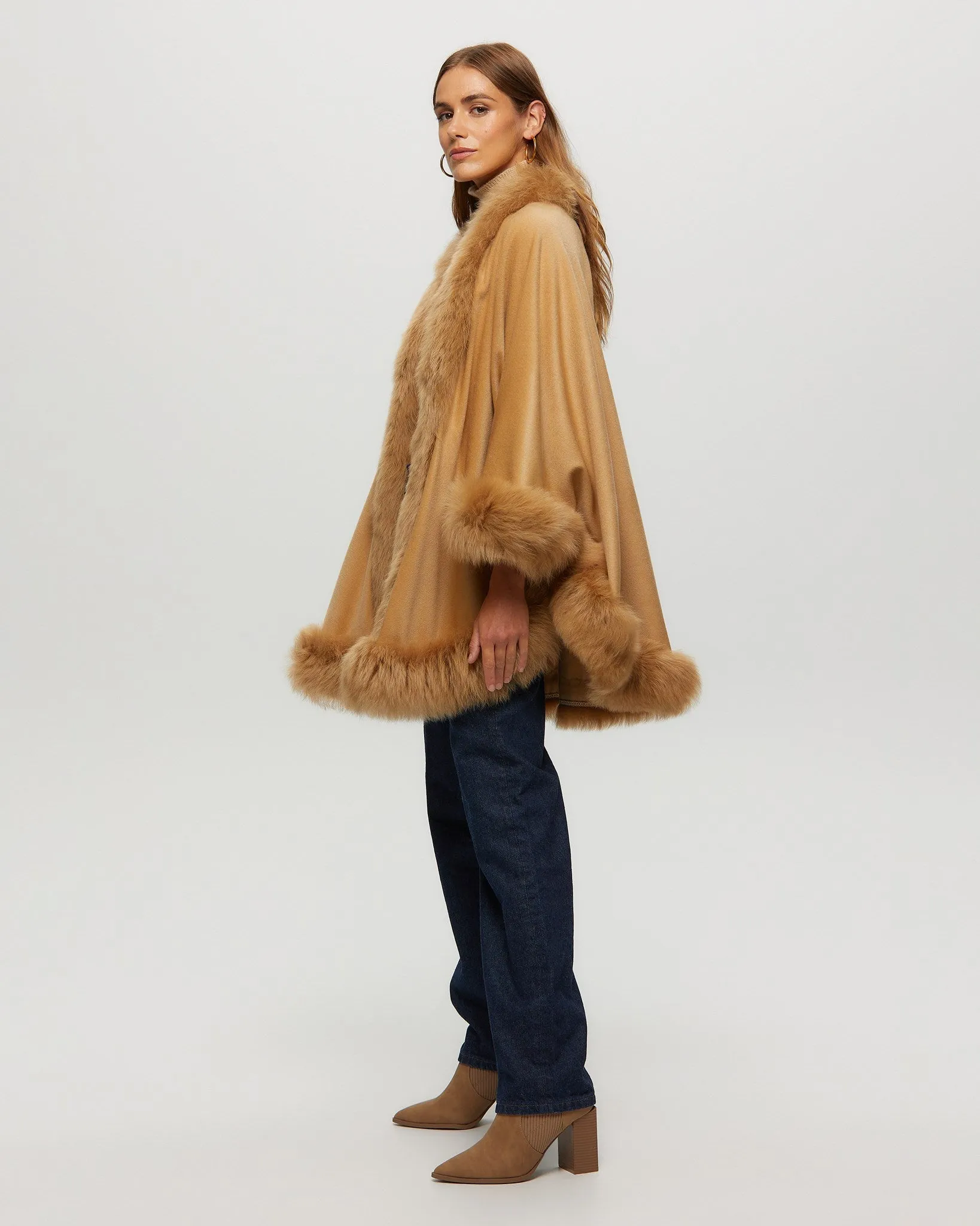 Select Cashmere Cape with Toscana Shearling Lamb Trim