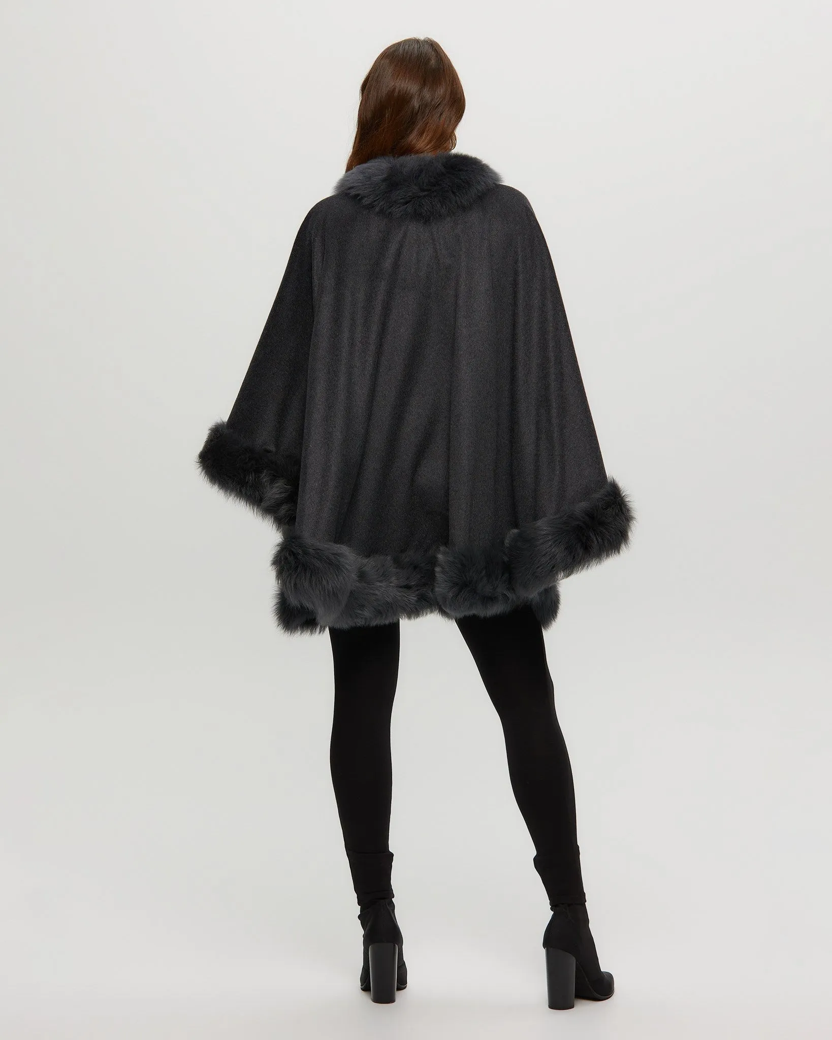 Select Cashmere Cape with Toscana Shearling Lamb Trim