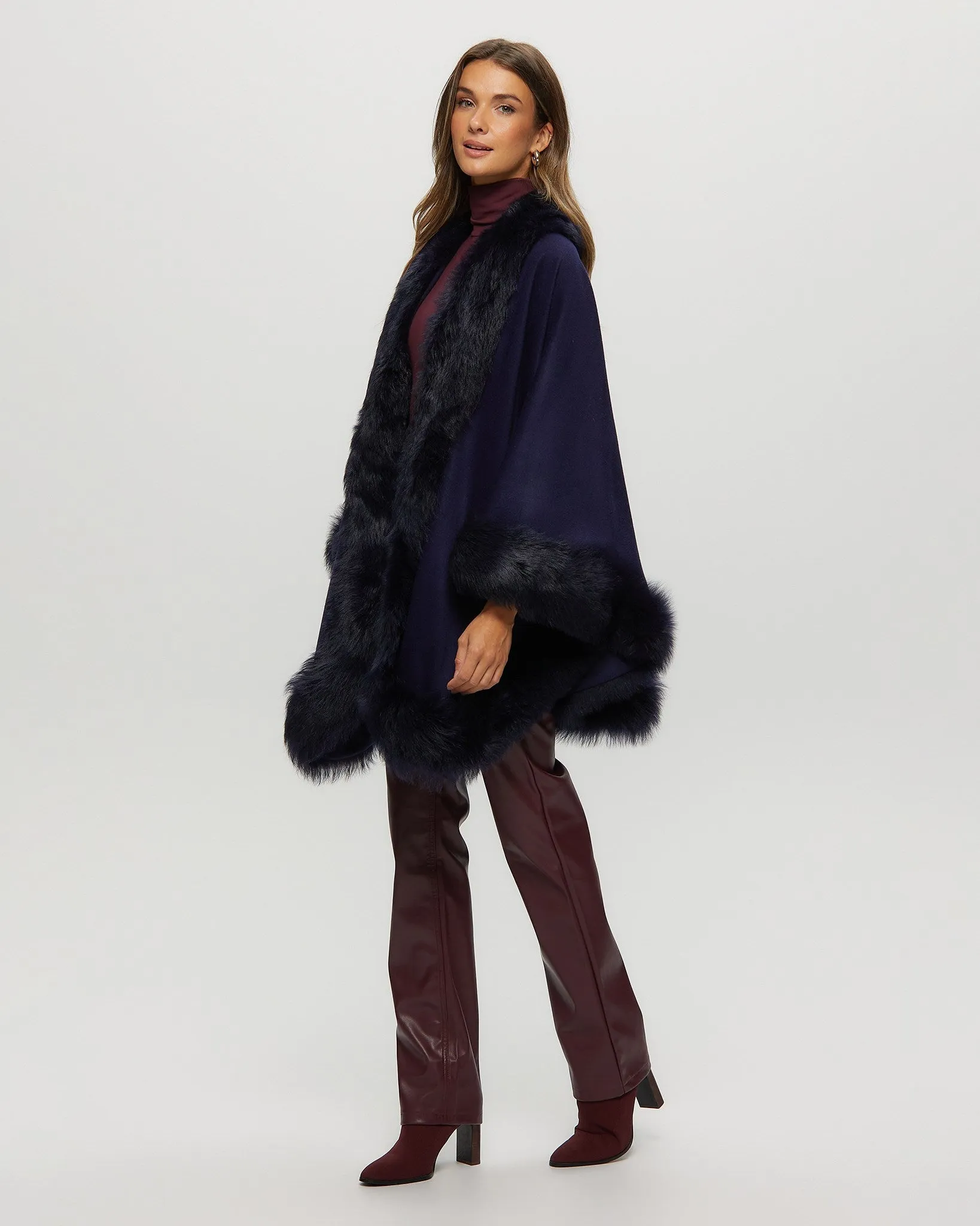 Select Cashmere Cape with Toscana Shearling Lamb Trim