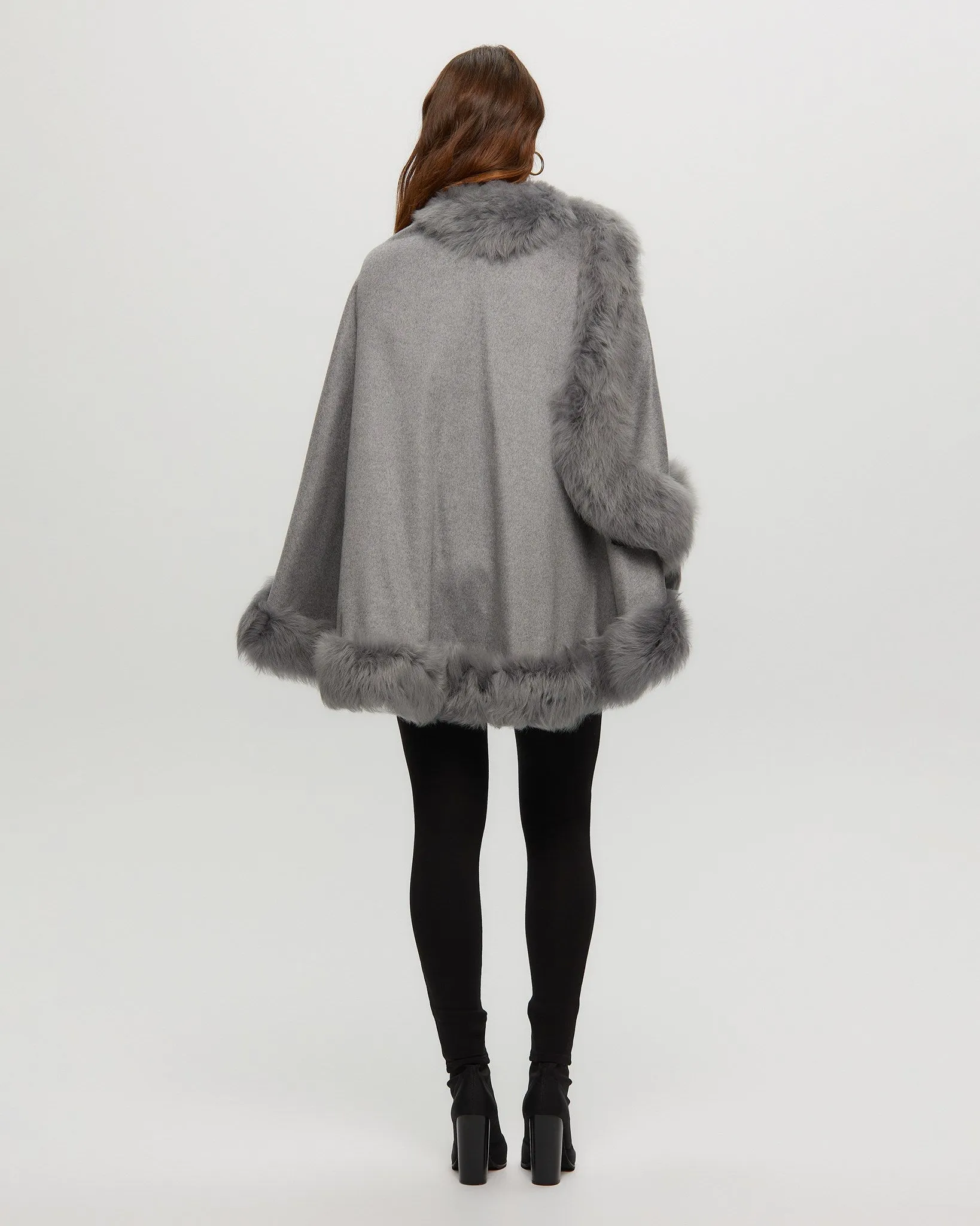 Select Cashmere Cape with Toscana Shearling Lamb Trim