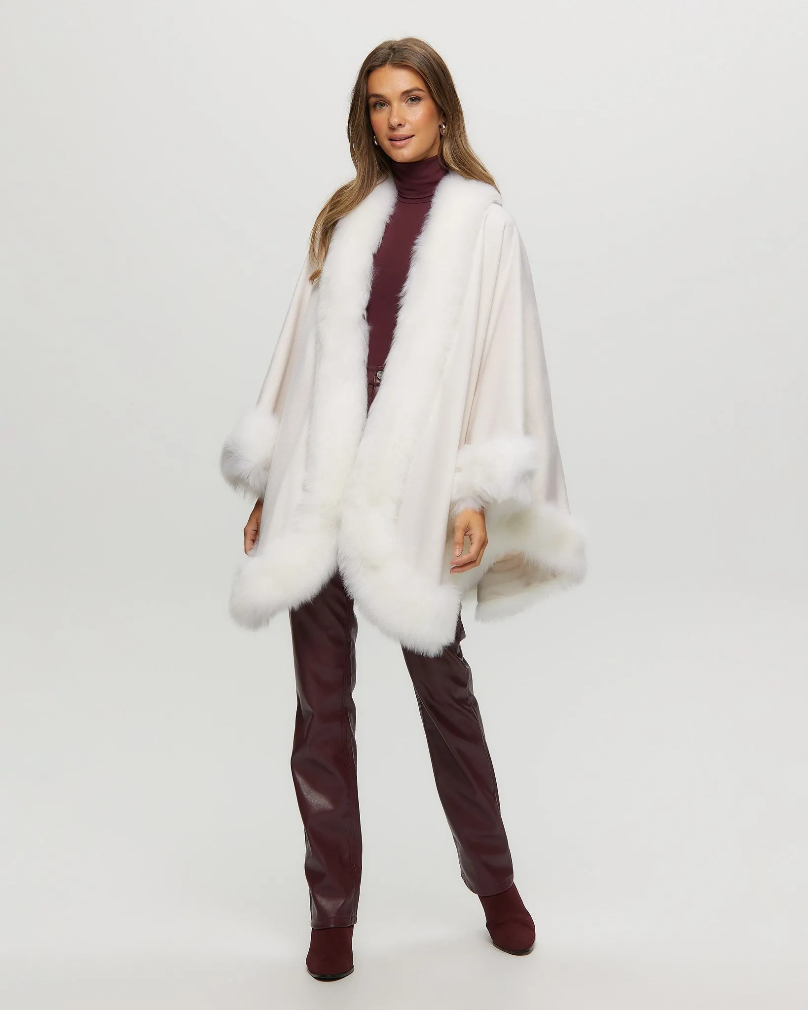 Select Cashmere Cape with Toscana Shearling Lamb Trim