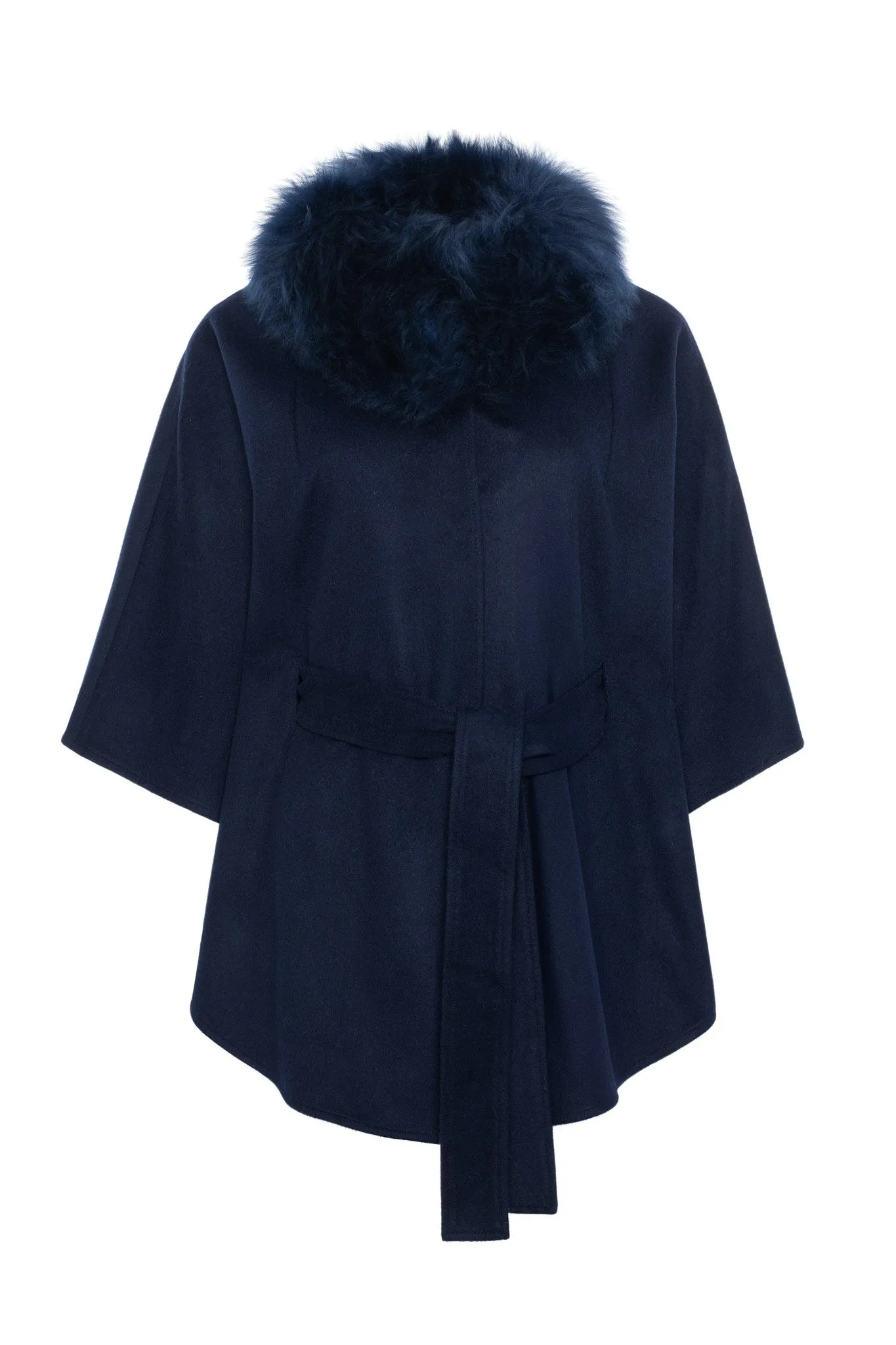 Select Wool Belted Cape with Select Lamb Collar