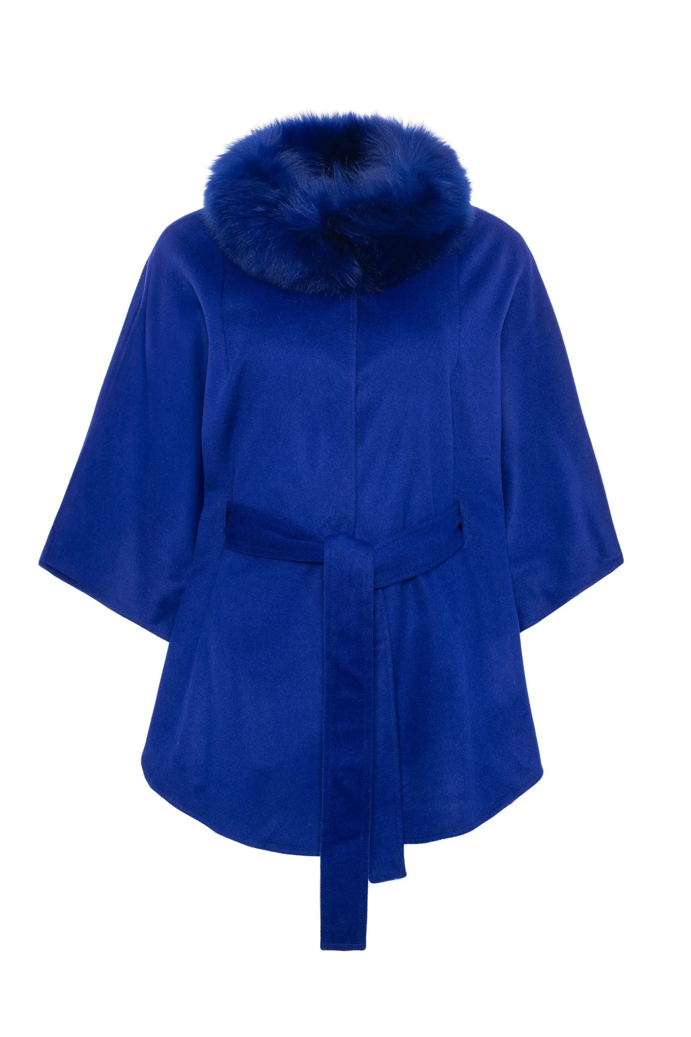 Select Wool Belted Cape with Select Lamb Collar