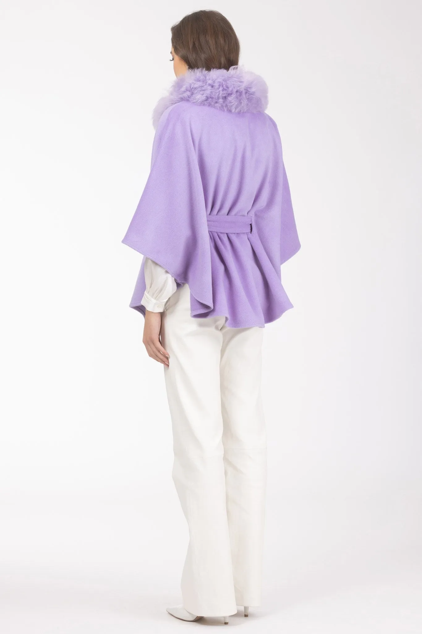 Select Wool Belted Cape with Select Lamb Collar