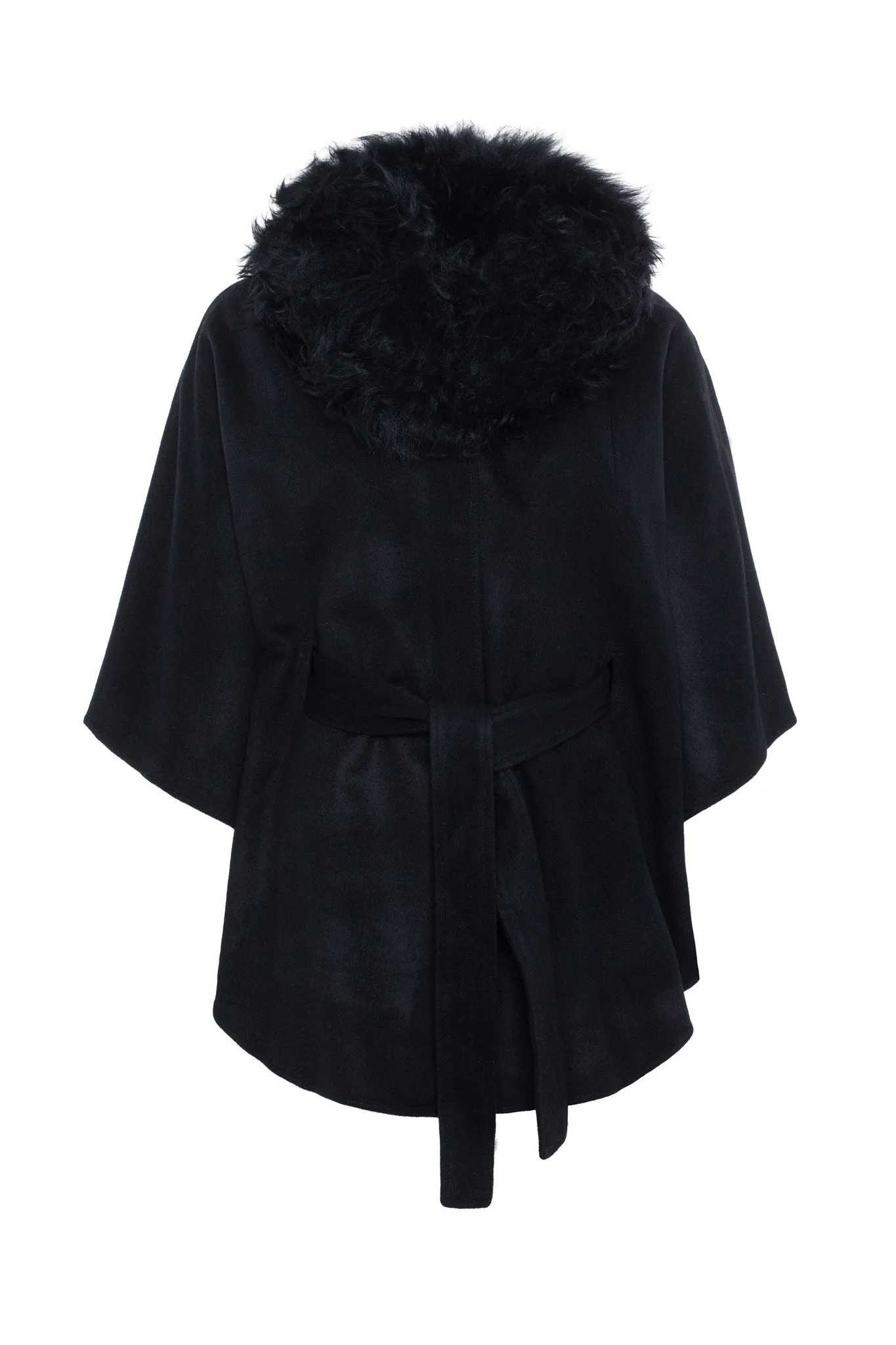 Select Wool Belted Cape with Select Lamb Collar