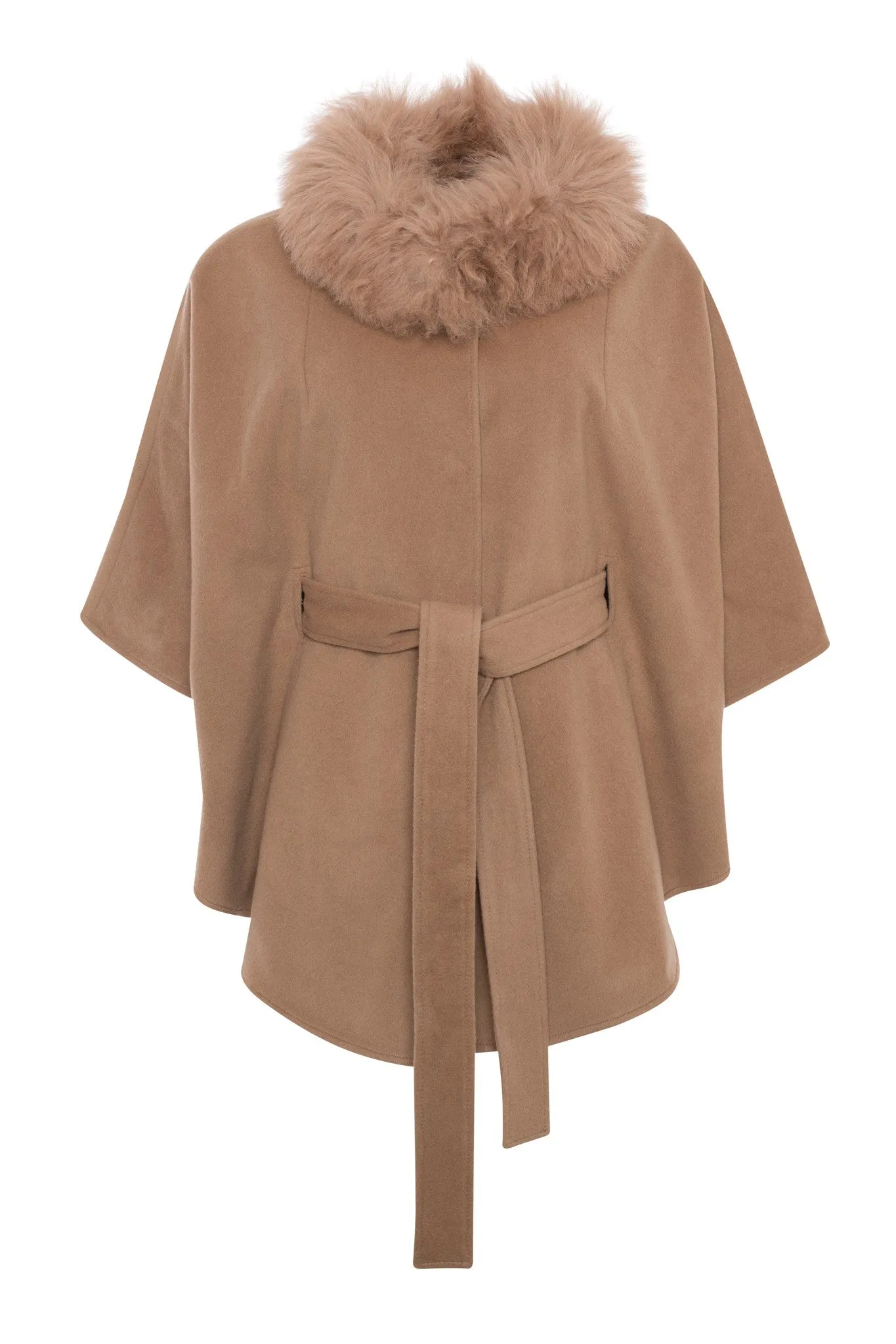 Select Wool Belted Cape with Select Lamb Collar