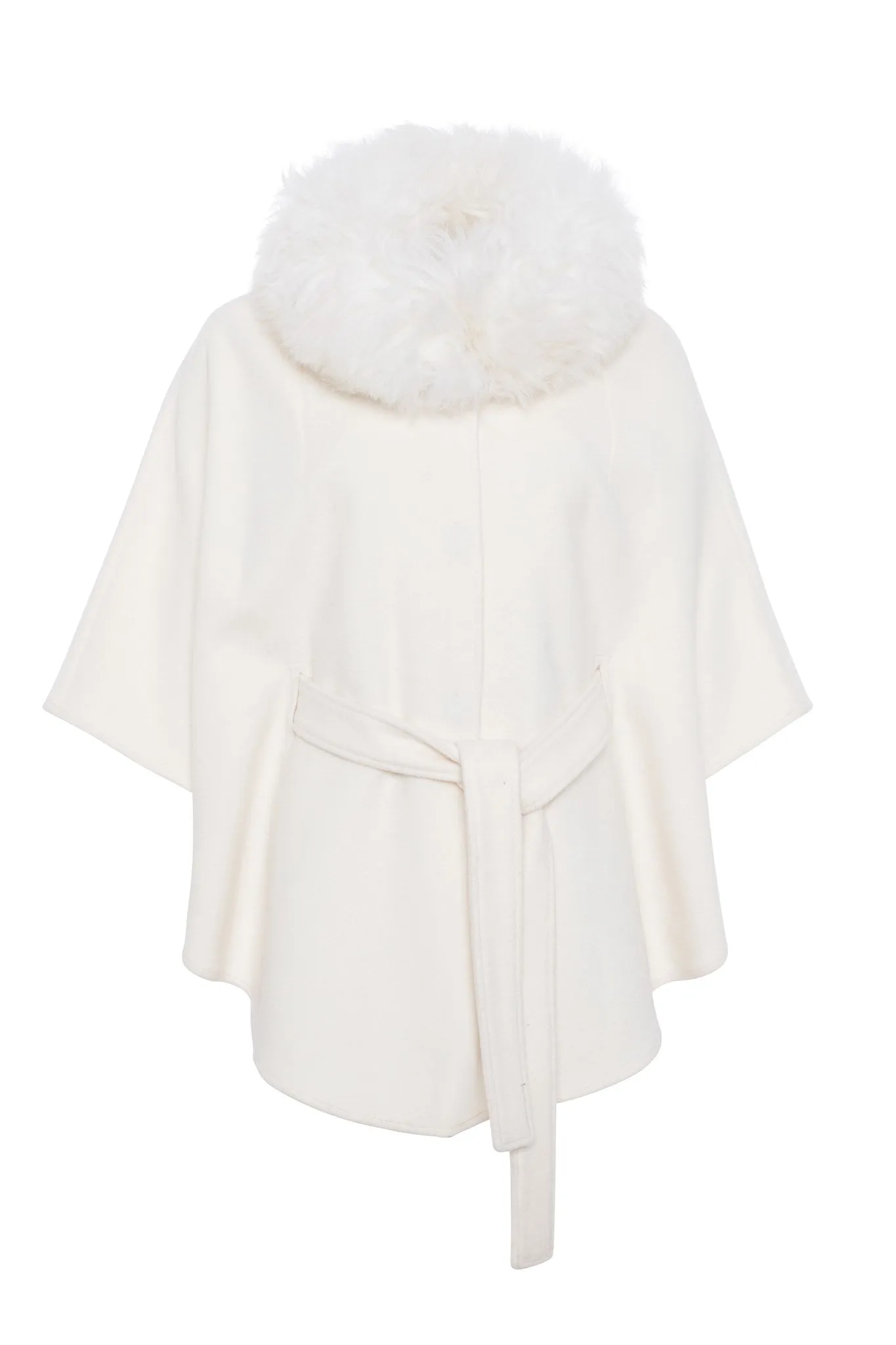 Select Wool Belted Cape with Select Lamb Collar