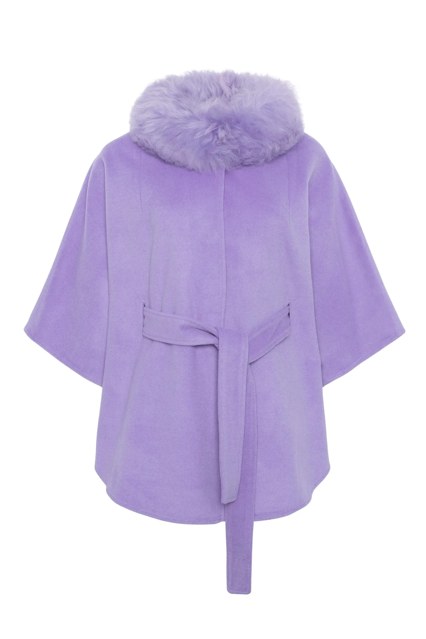 Select Wool Belted Cape with Select Lamb Collar