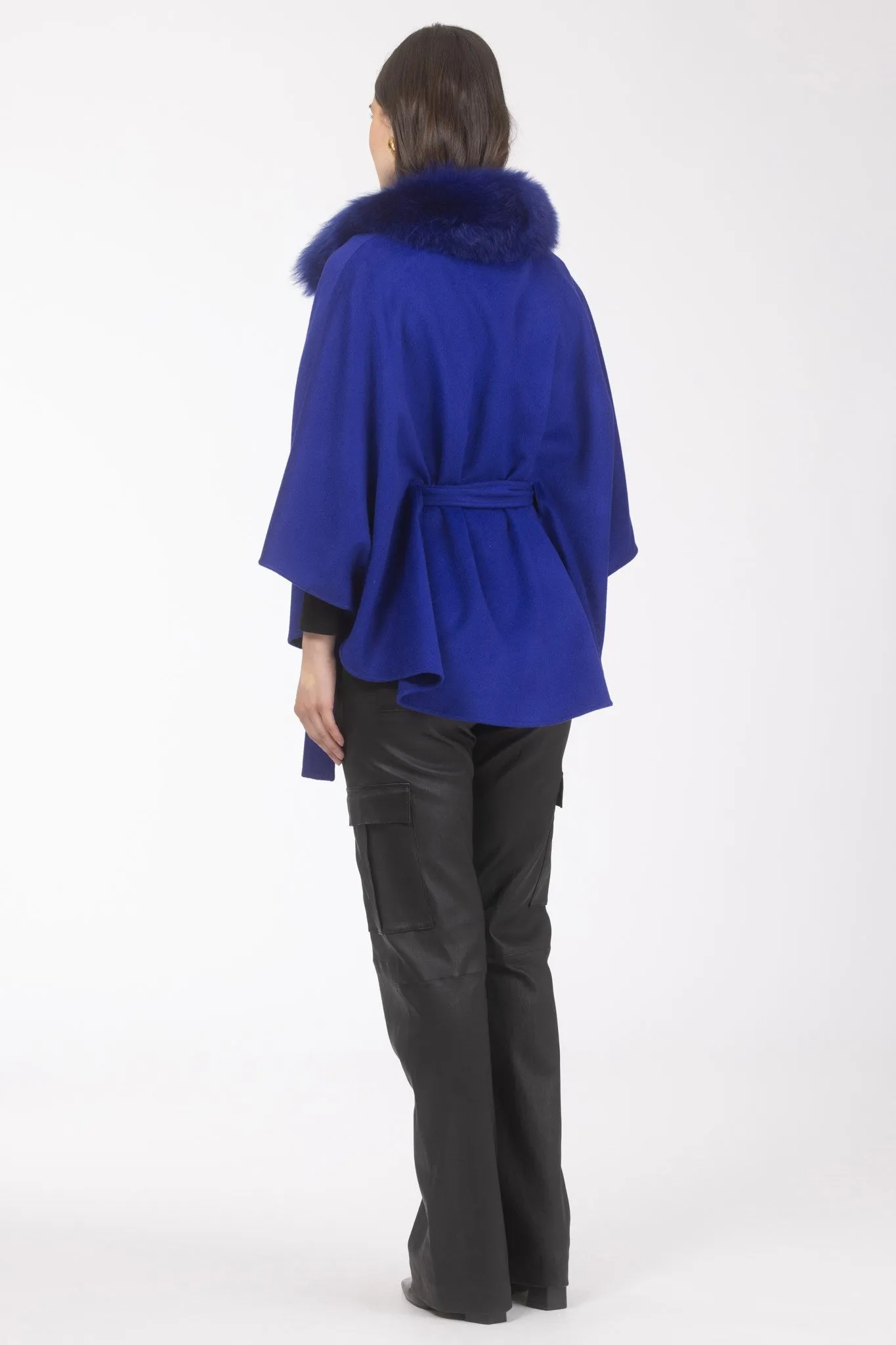 Select Wool Belted Cape with Select Lamb Collar