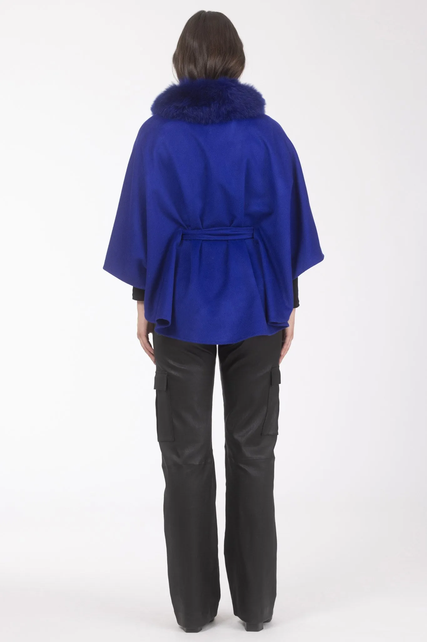 Select Wool Belted Cape with Select Lamb Collar