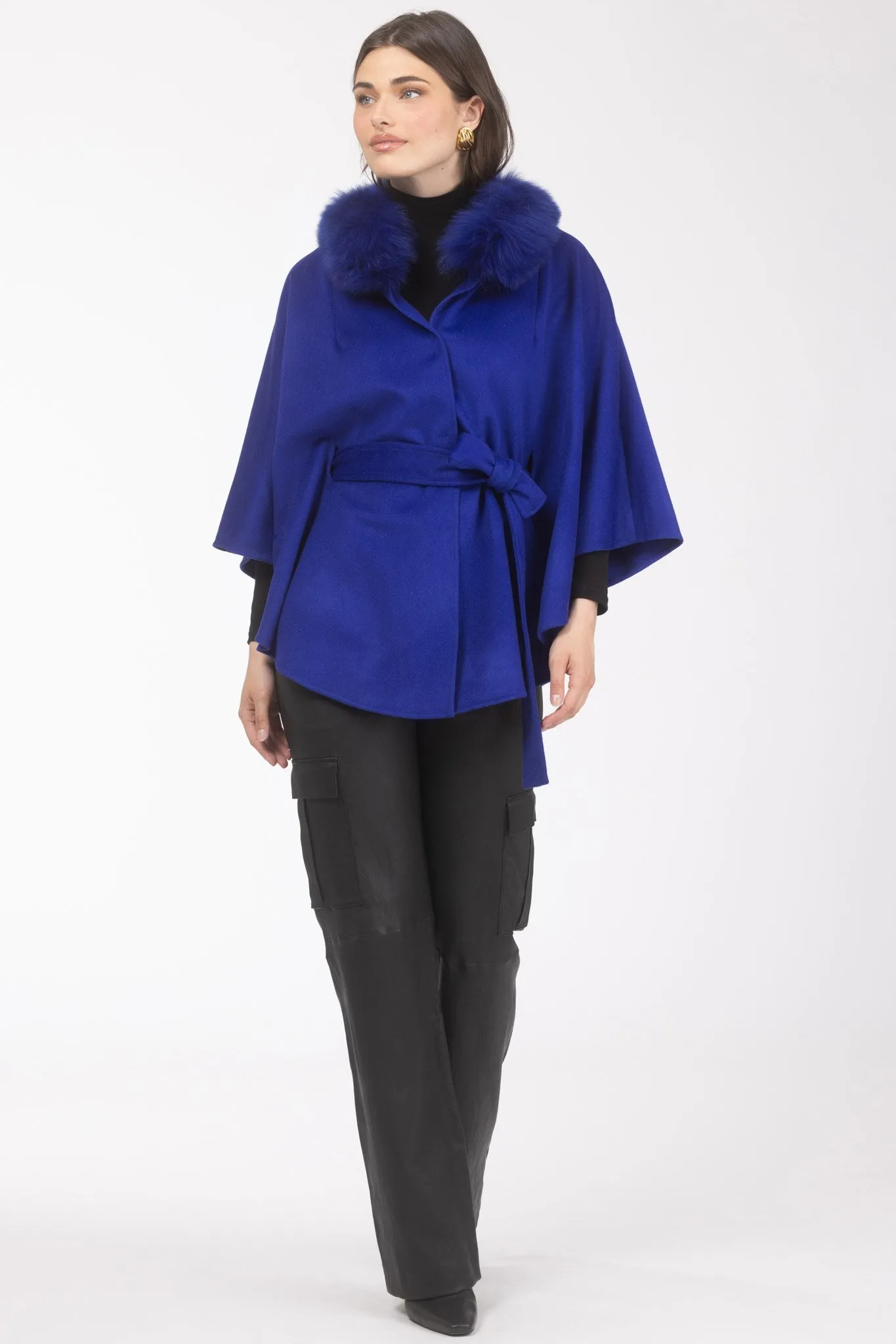 Select Wool Belted Cape with Select Lamb Collar