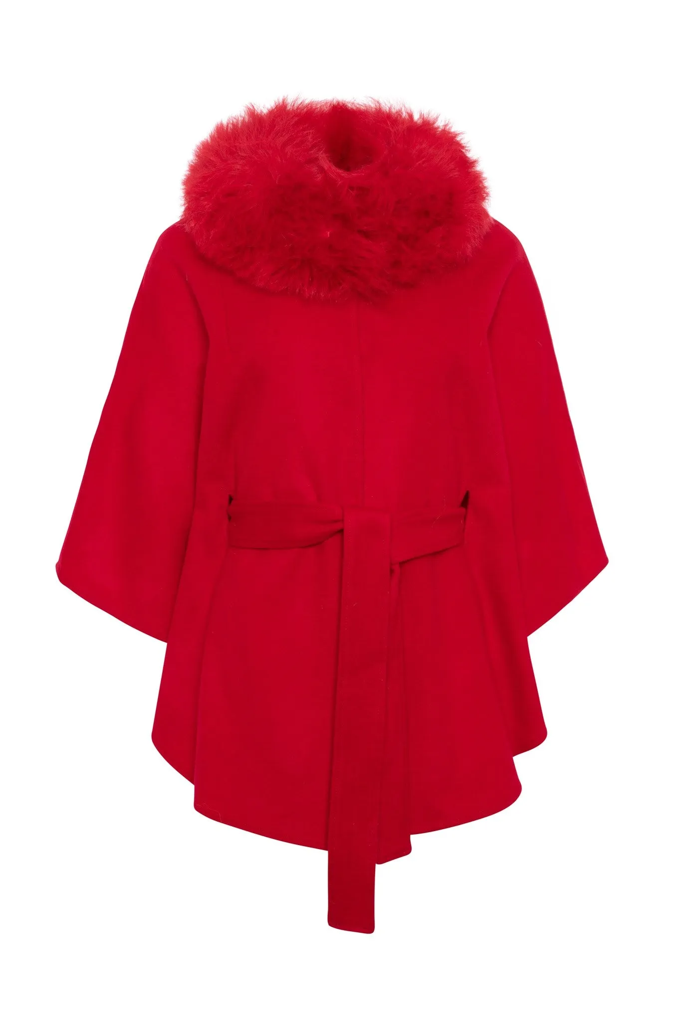 Select Wool Belted Cape with Select Lamb Collar