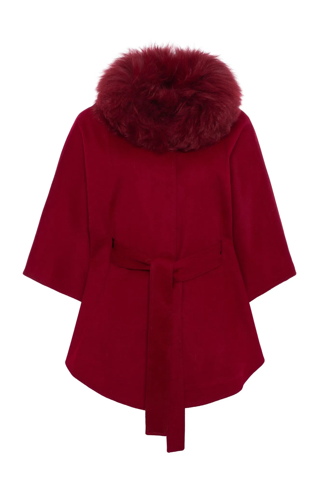 Select Wool Belted Cape with Select Lamb Collar