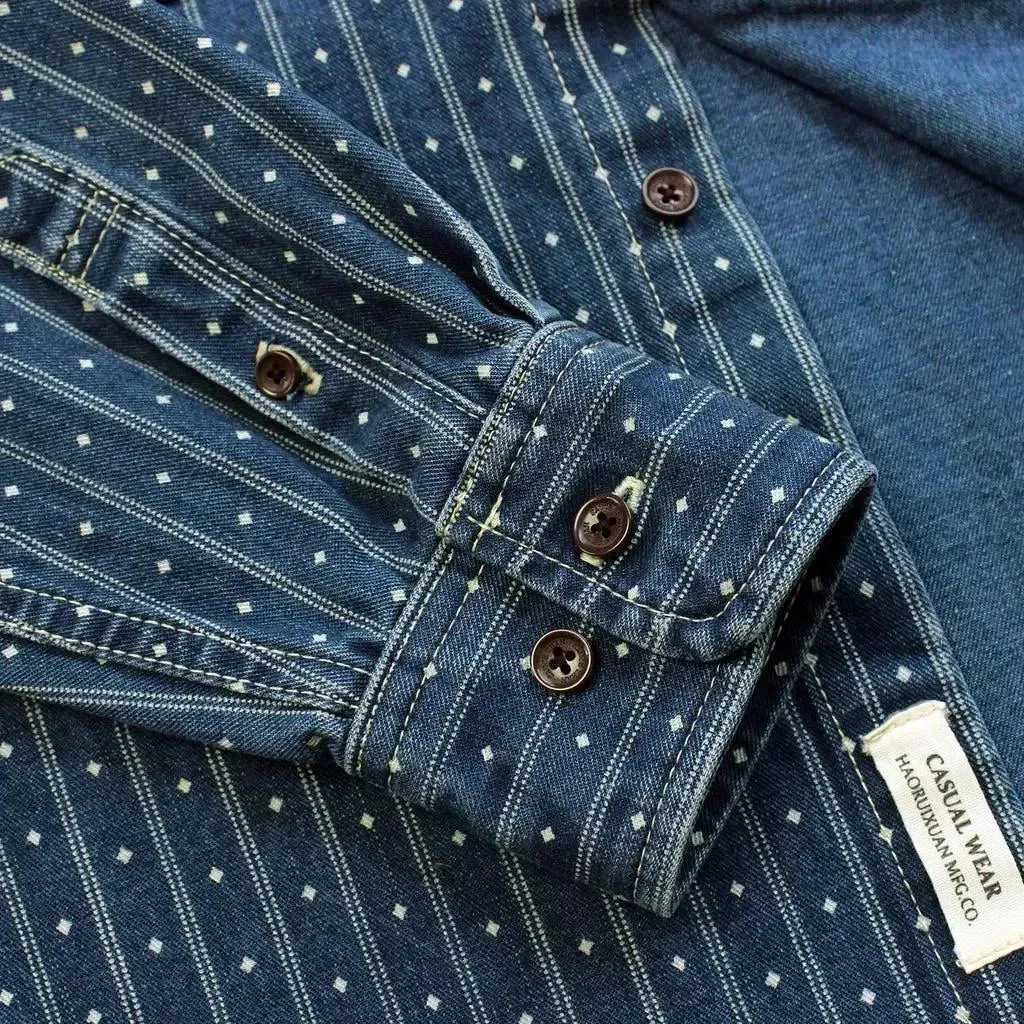 Selvedge chambray denim shirt for men