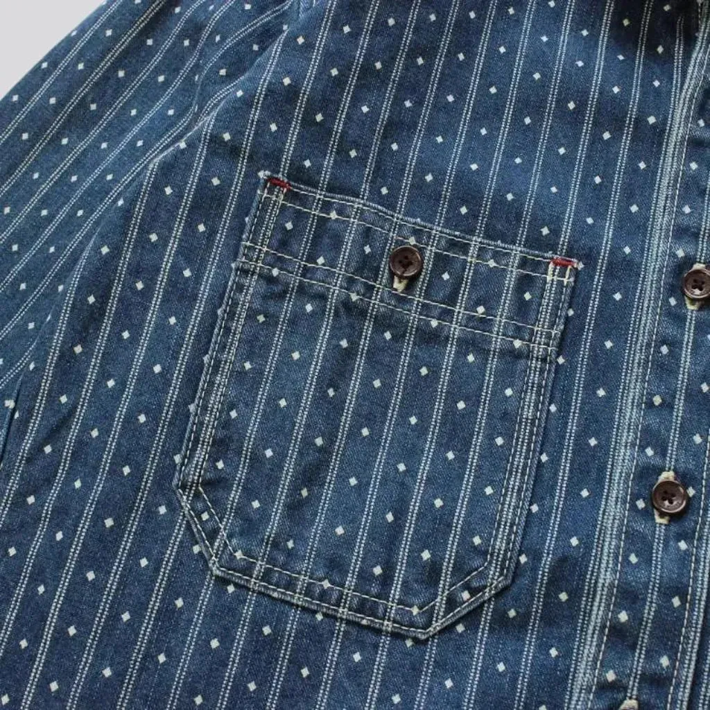 Selvedge chambray denim shirt for men